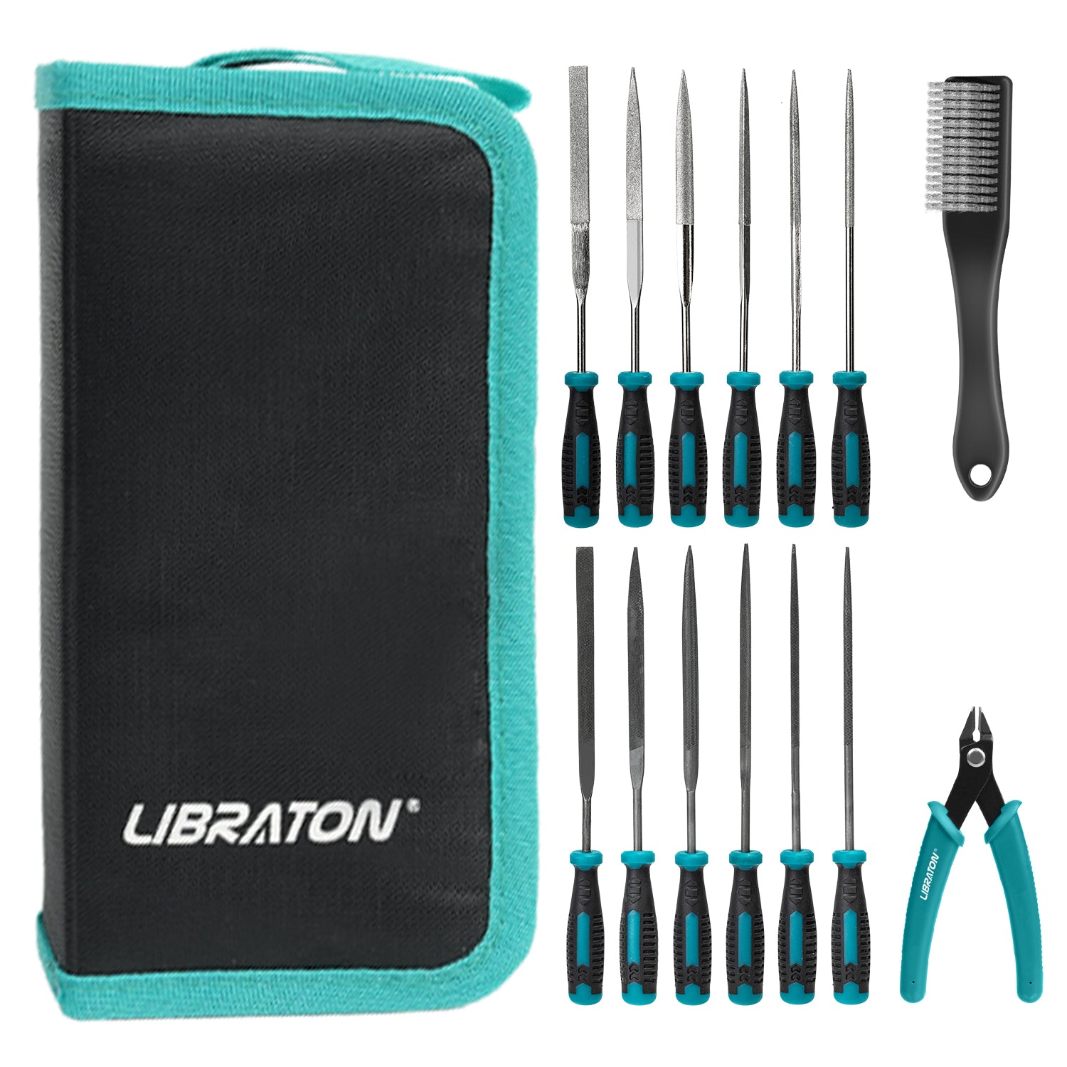 Libraton 14PCS Precision Needle File & Wire Cutter Set