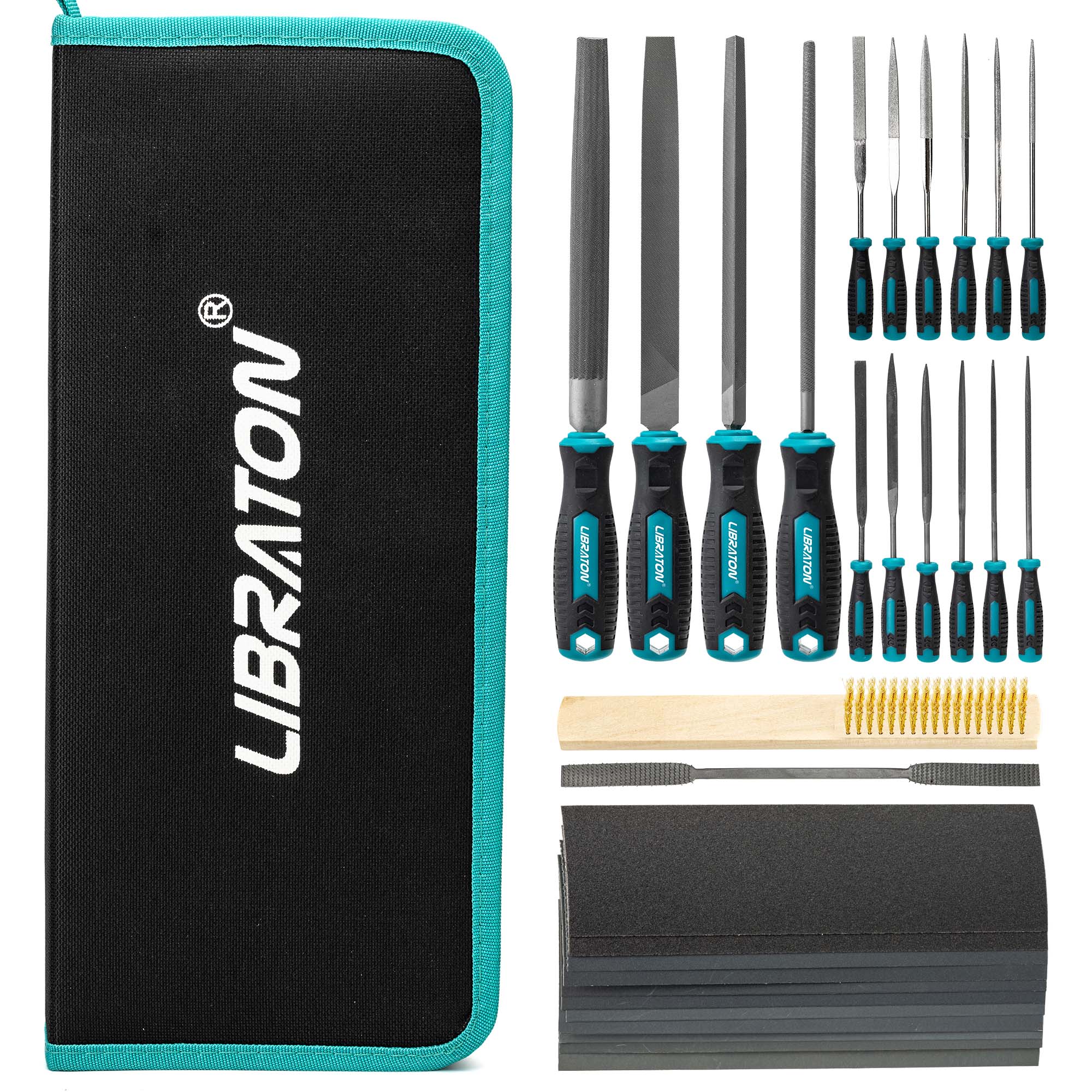 Libraton 31-Piece File Set – Needle & Riffler Files, Sandpapers, Brush, Case