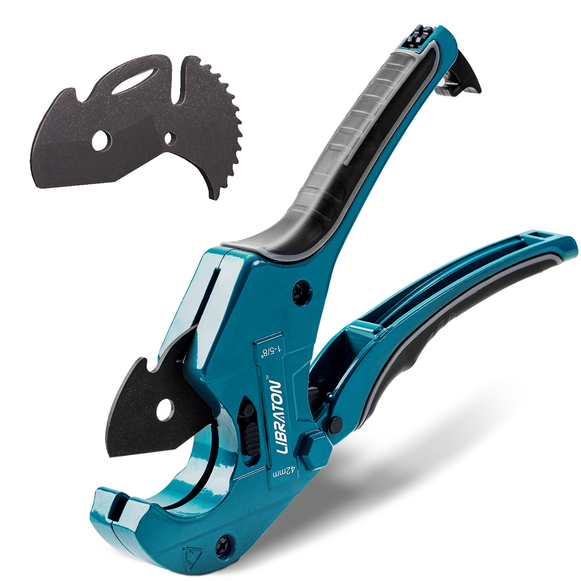 Libraton PVC Cutter – 1-5/8", Ratchet Action, 3 Spare Blades