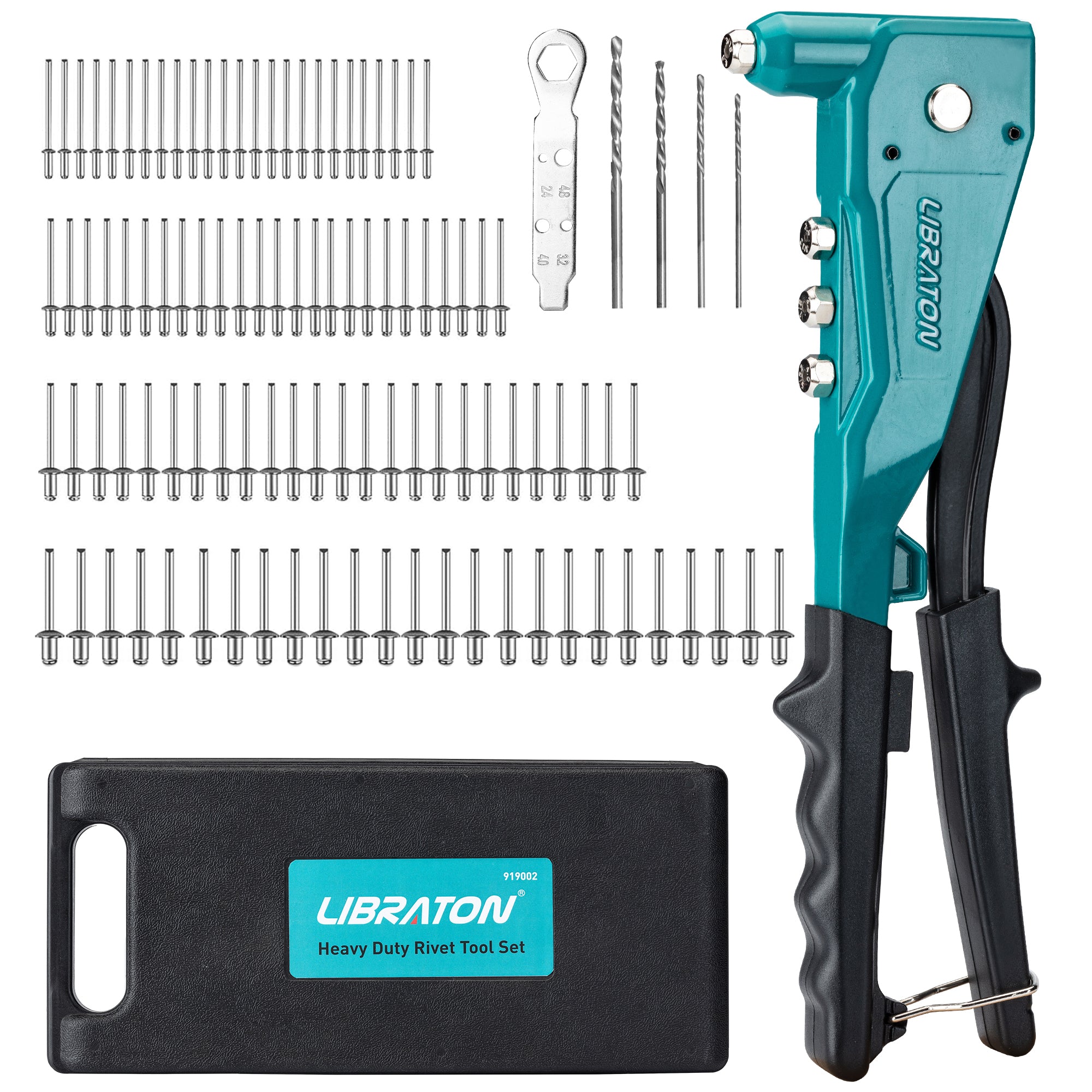LIBRATON Heavy Duty Rivet Gun, Pop Rivet Gun Set, Professional Hand Riveter