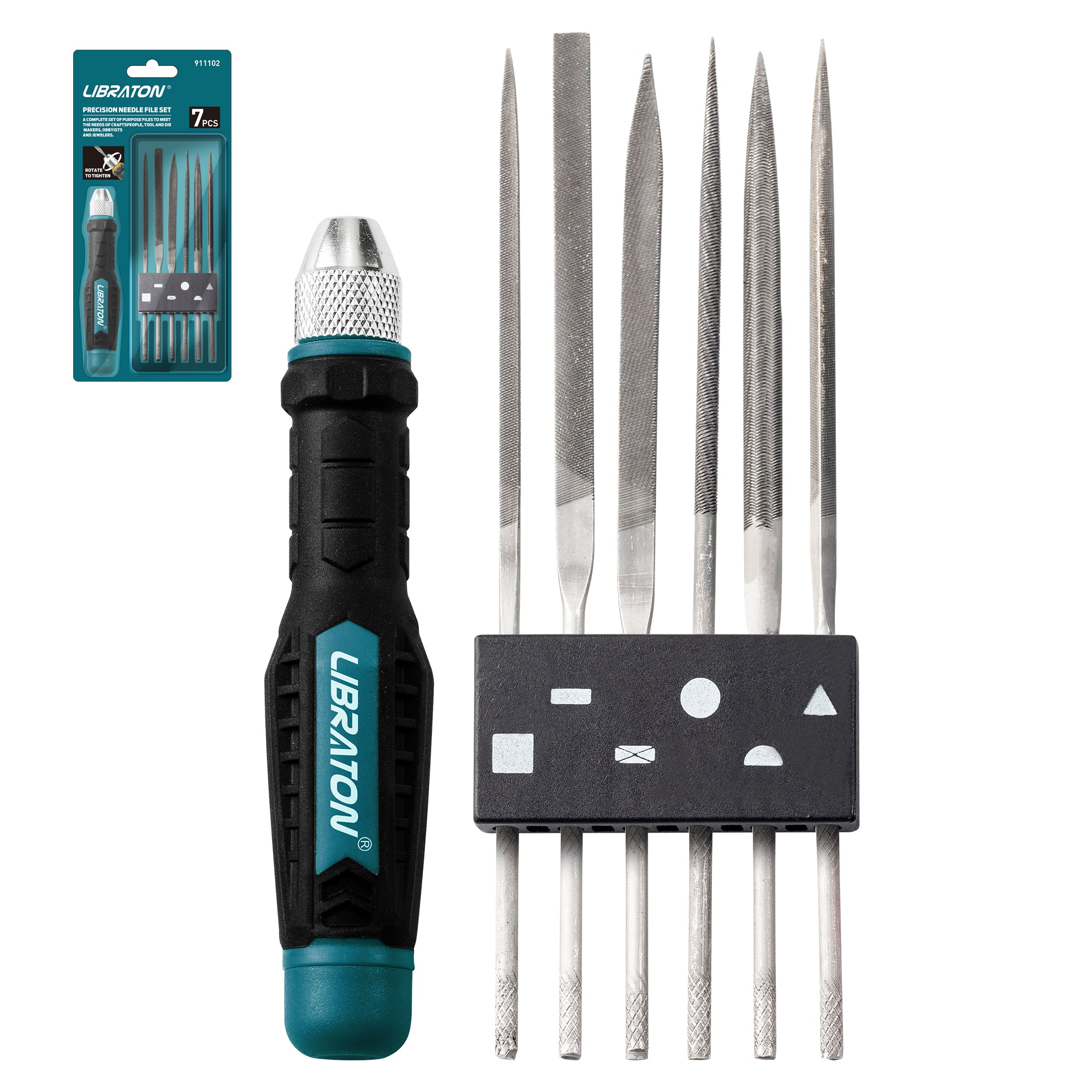 Libraton 6PCS Interchangeable Needle File Set with Quick-Release Handle