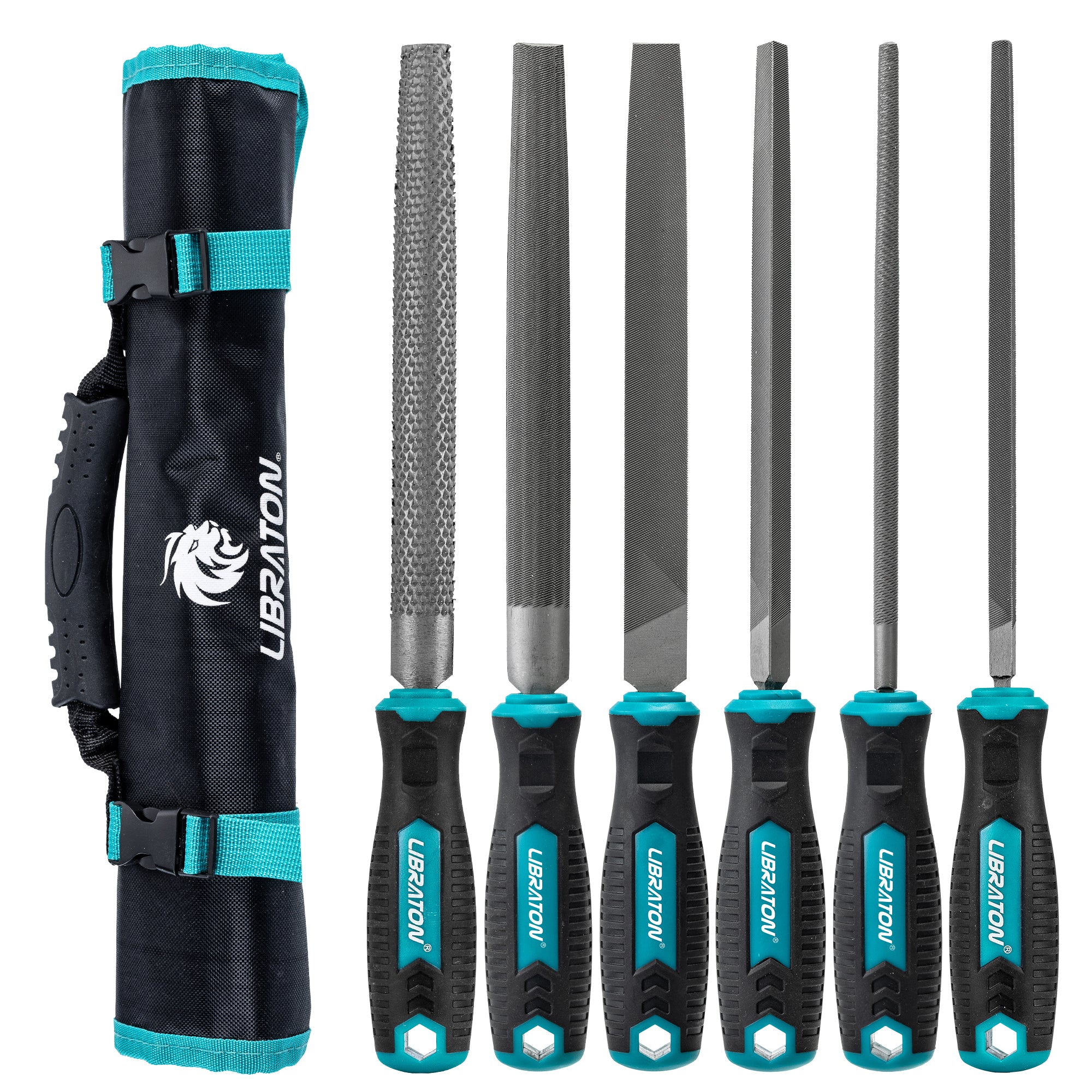 Libraton 8" High-Carbon Steel File Set, 6PCS (5 Metal Files & 1 Wood Rasp)