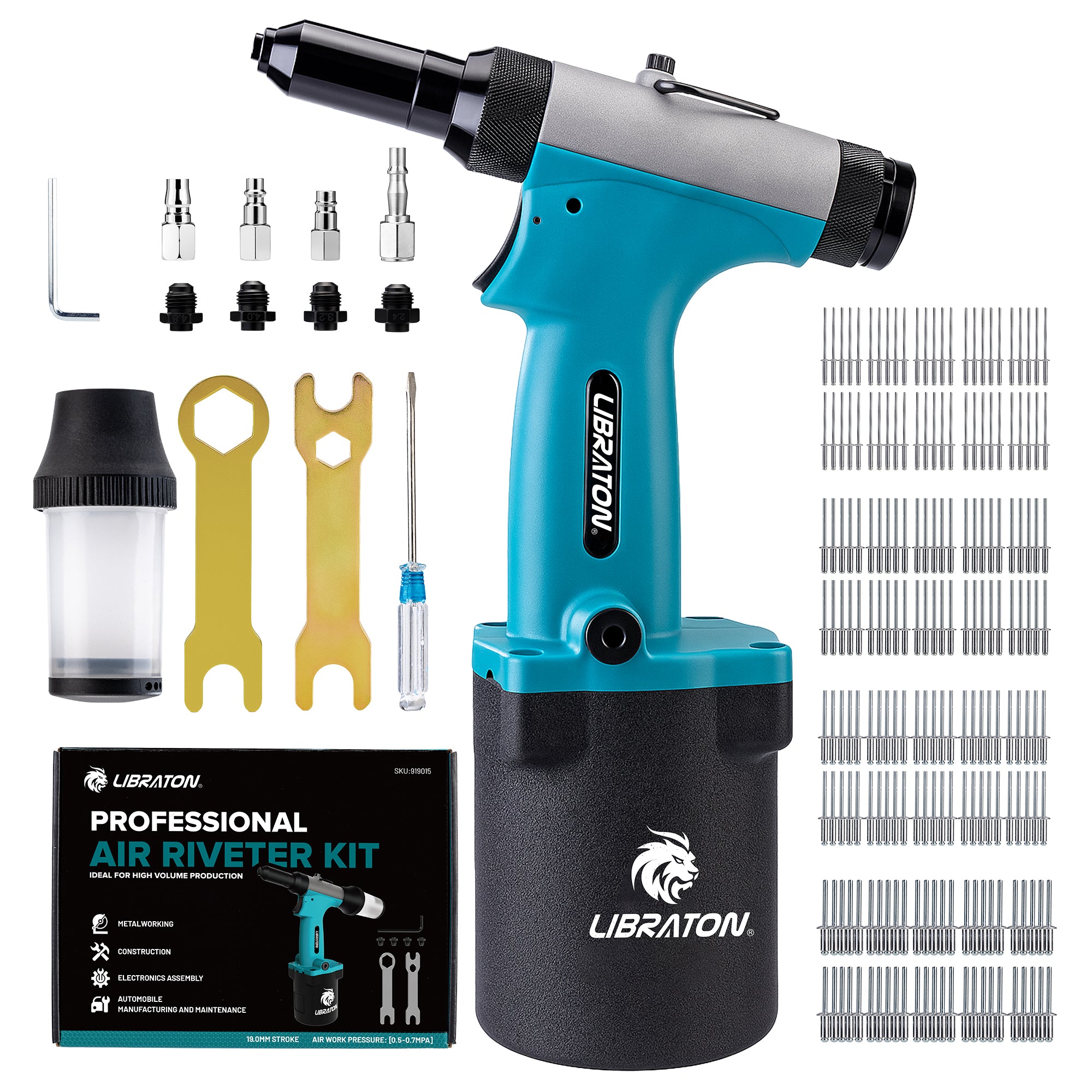 LIBRATON Pneumatic Rivet Gun Kit, Heavy Duty Air Riveter Tool