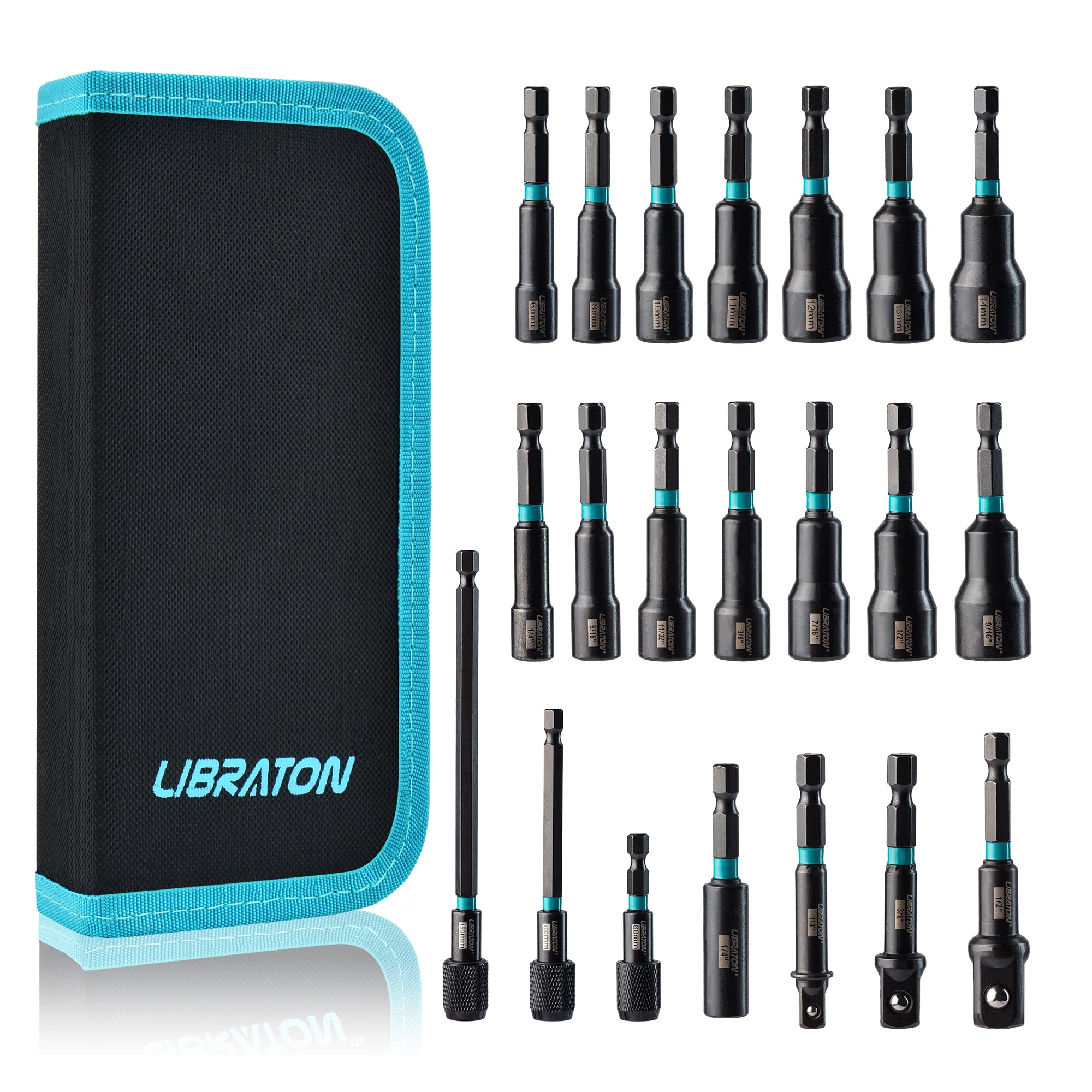 Libraton 21PCS Magnetic Nut Driver Set, Impact Grade Metric & SAE Bit Set
