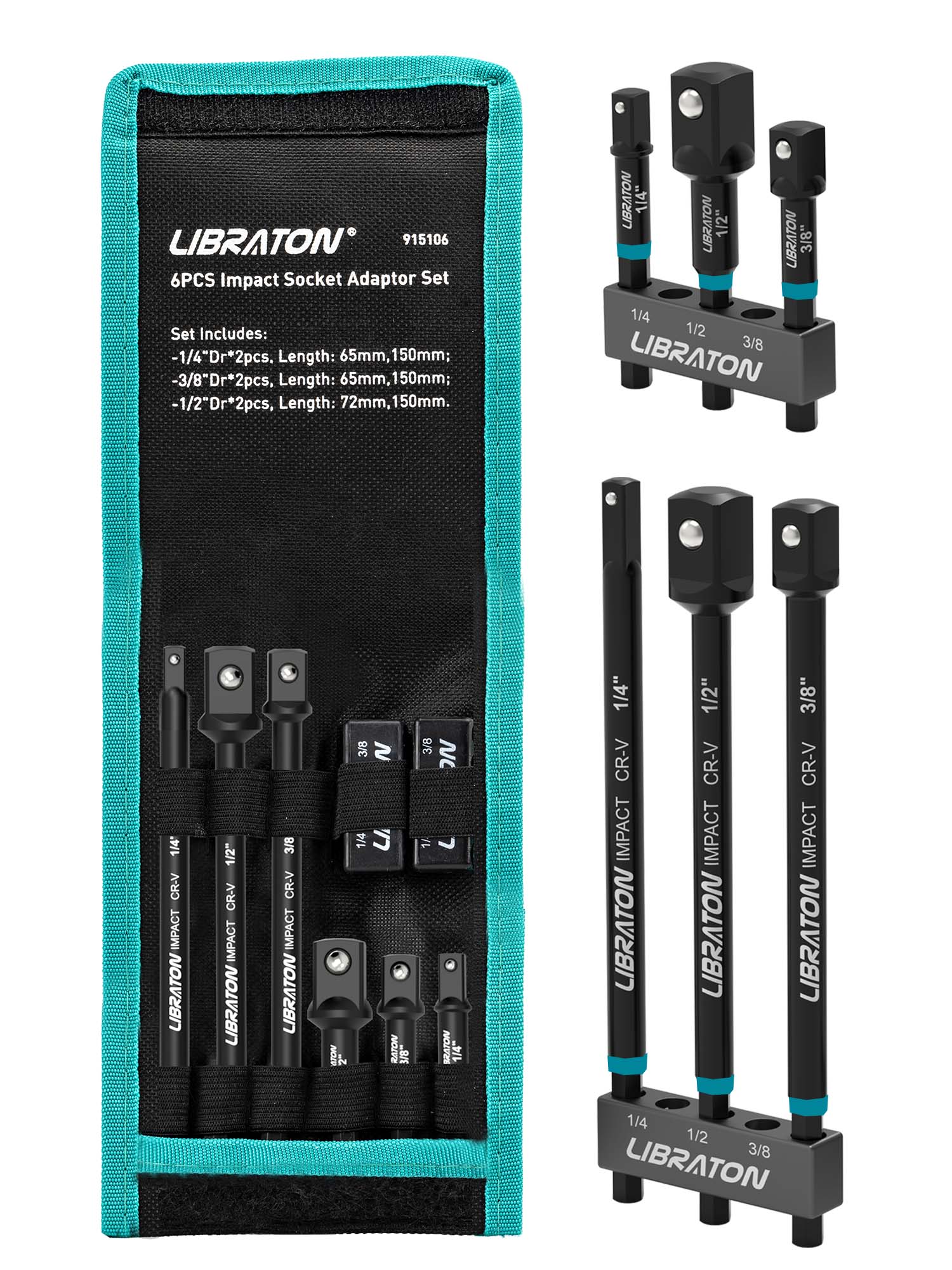 Libraton Impact Grade Socket Adapter Set, 3" 6" 12", Drill Socket Adapter Extension