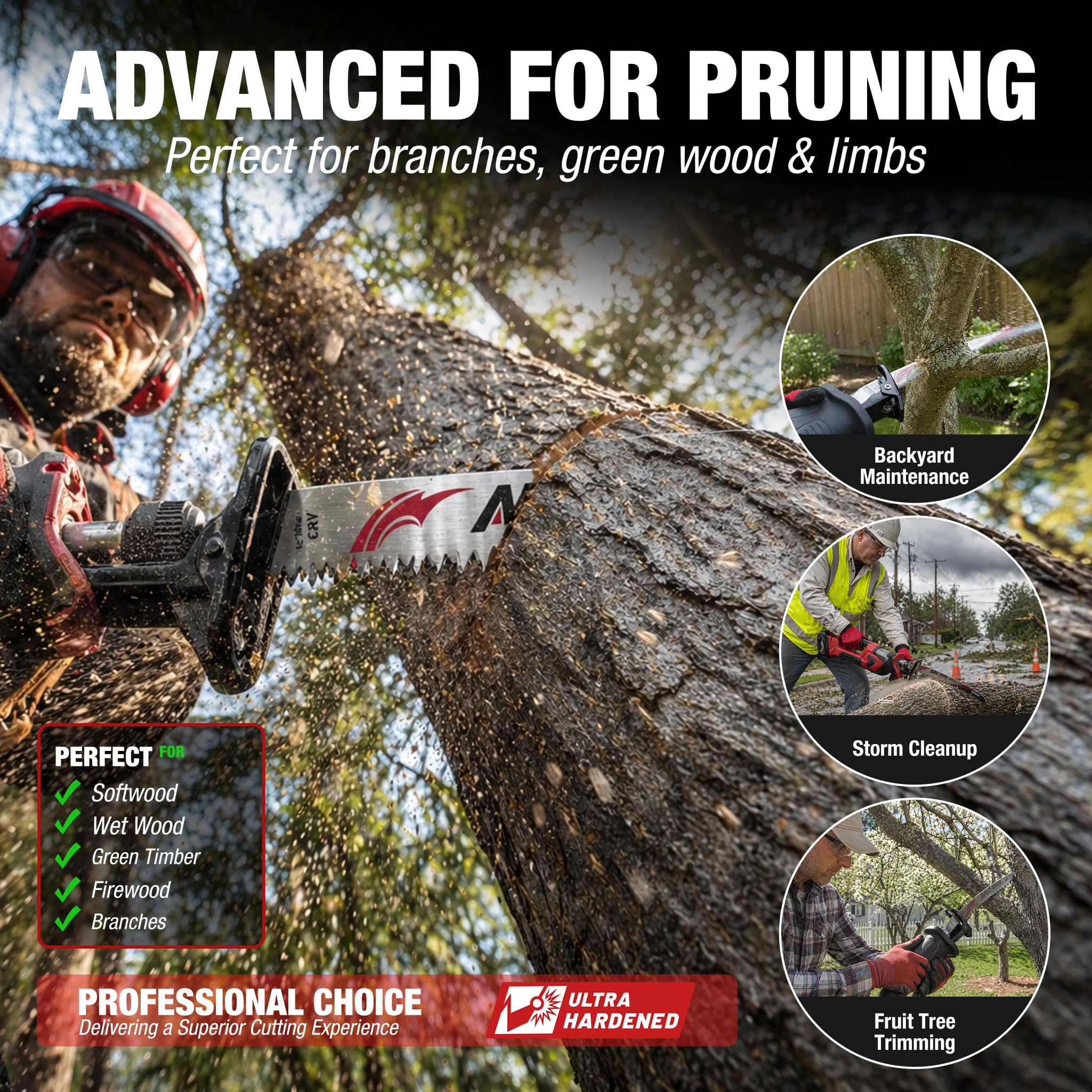 Tree Trimming/Wood Cutting – ProCut U-Groove Arc Edge Pruning Reciprocating Saw Blade