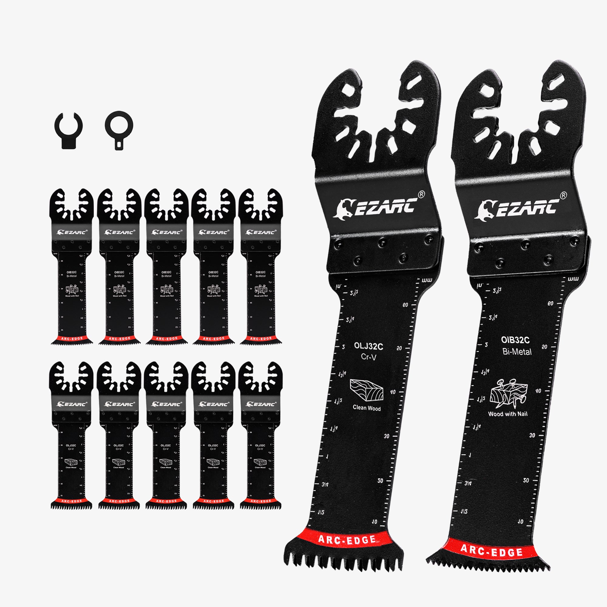 Extra-Long Reach Arc Edge Oscillating Multitool Blades For General Purpose,Bi-Metal & Japanese Teeth(10pcs) - EZARC Tools