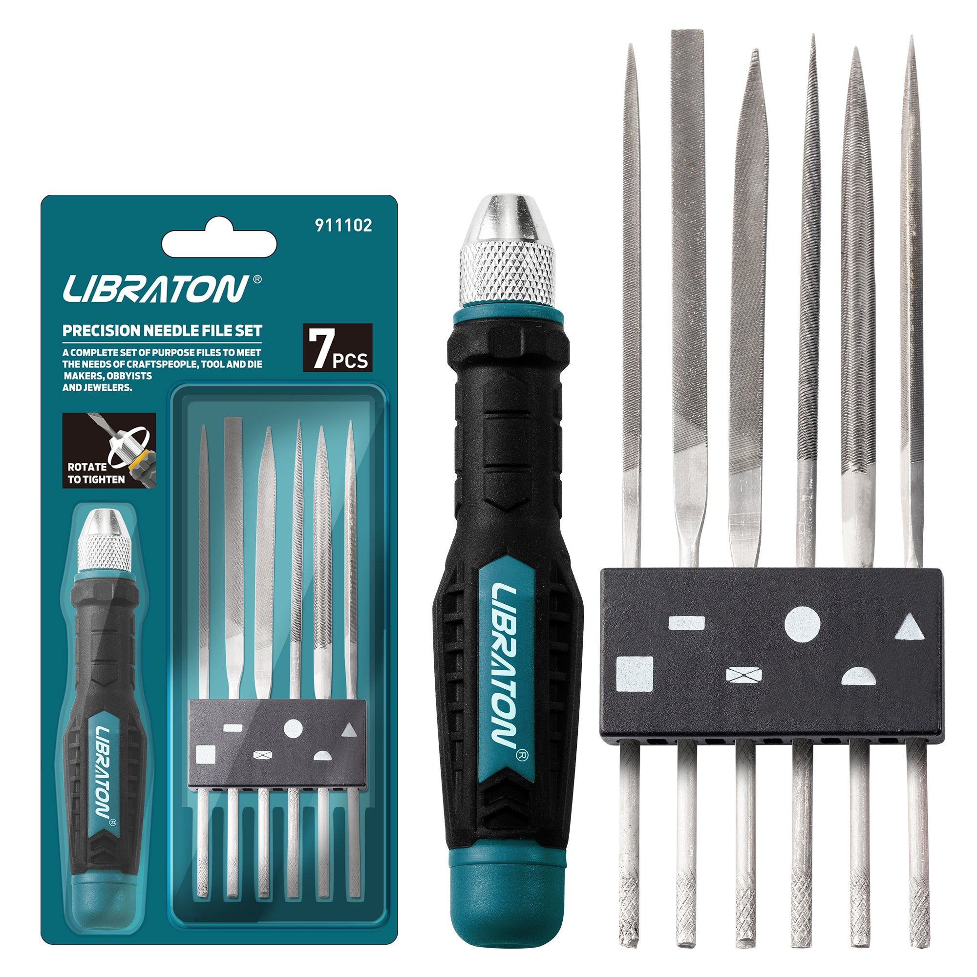 Libraton 6PCS Interchangeable Needle File Set with Quick-Release Handle