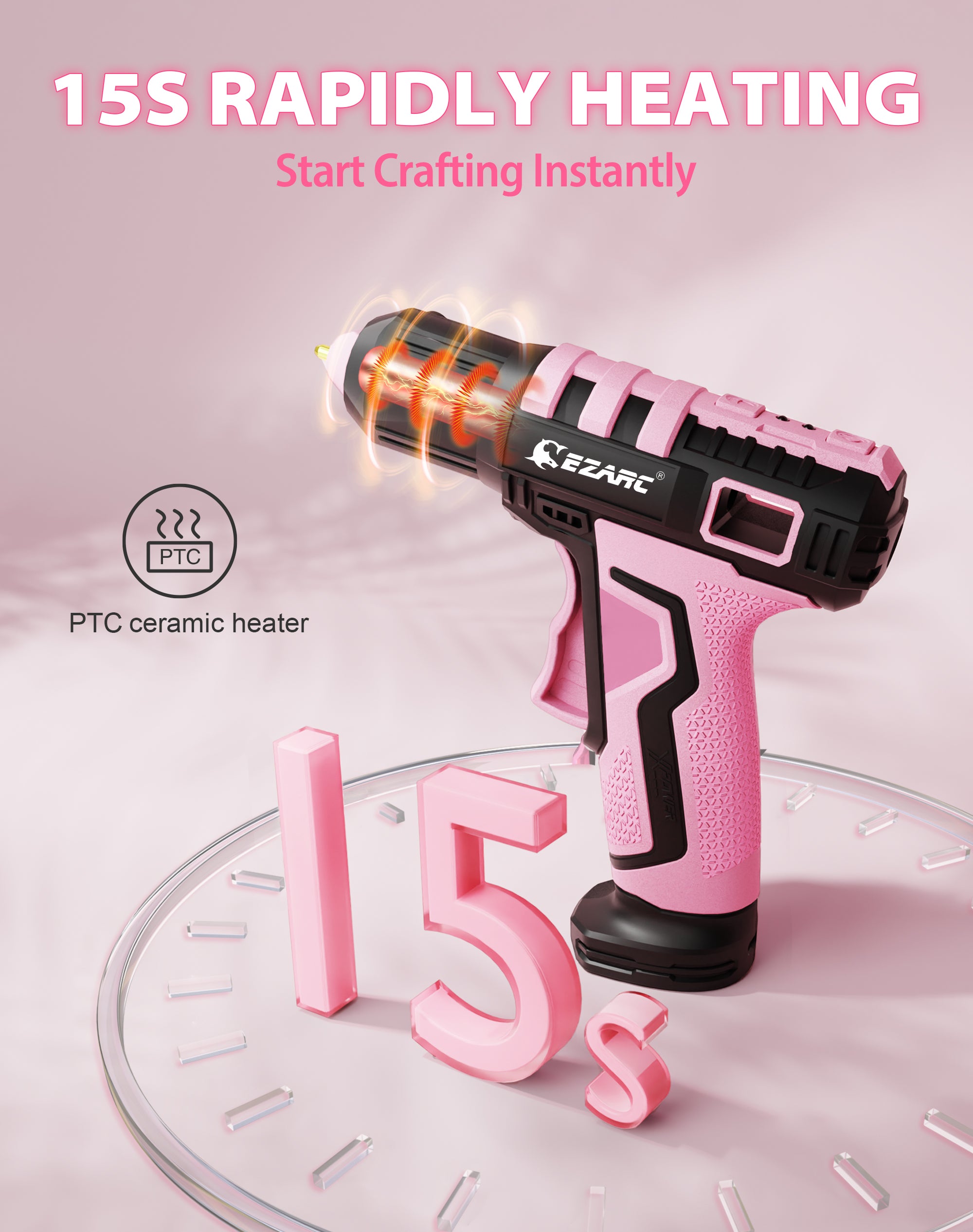 EZARC Cordless Lithium Battery Glue Gun with 30 Hot Glue Sticks - EZARC Tools