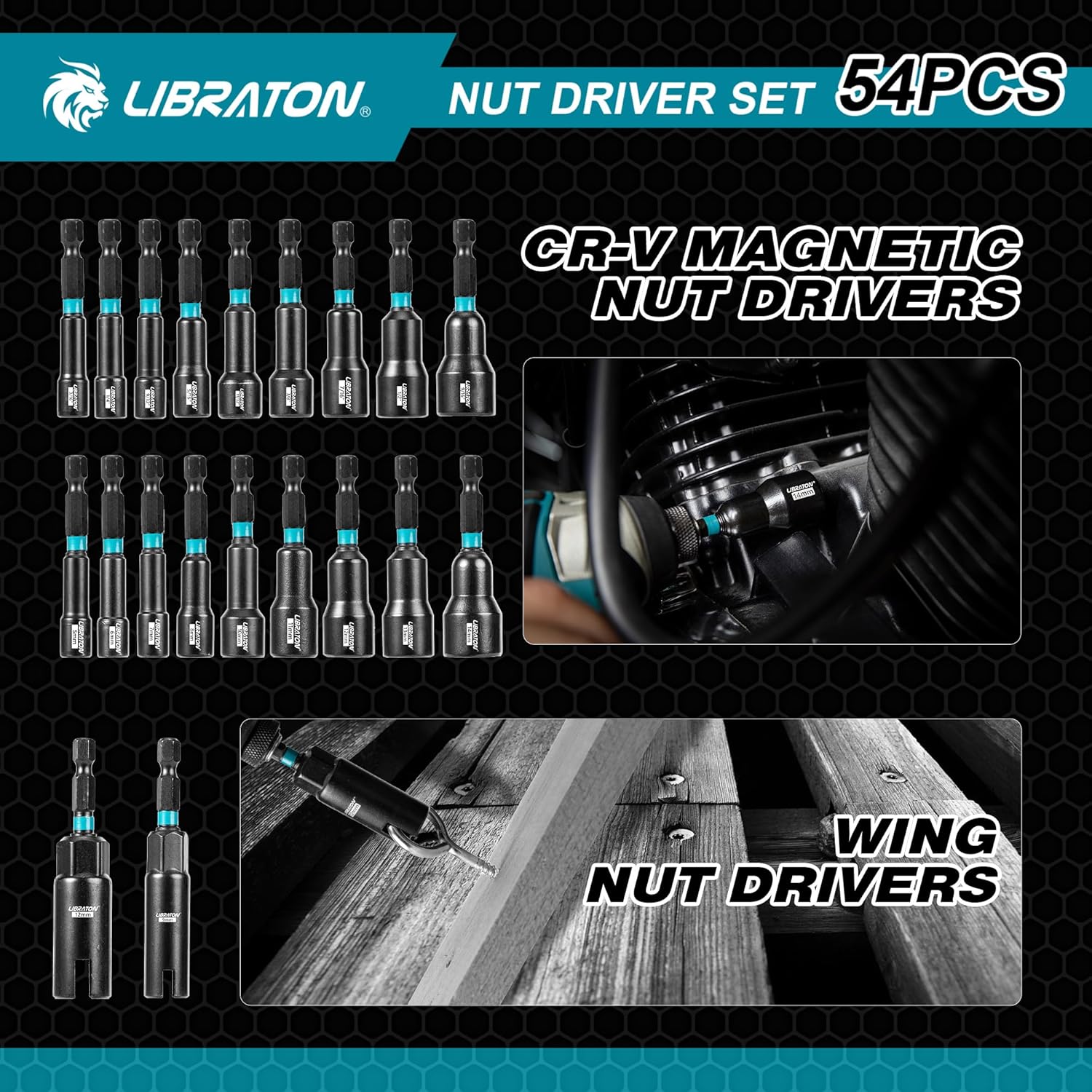 LIBRATON 54PCS Nut Driver Set – Magnetic + Bits