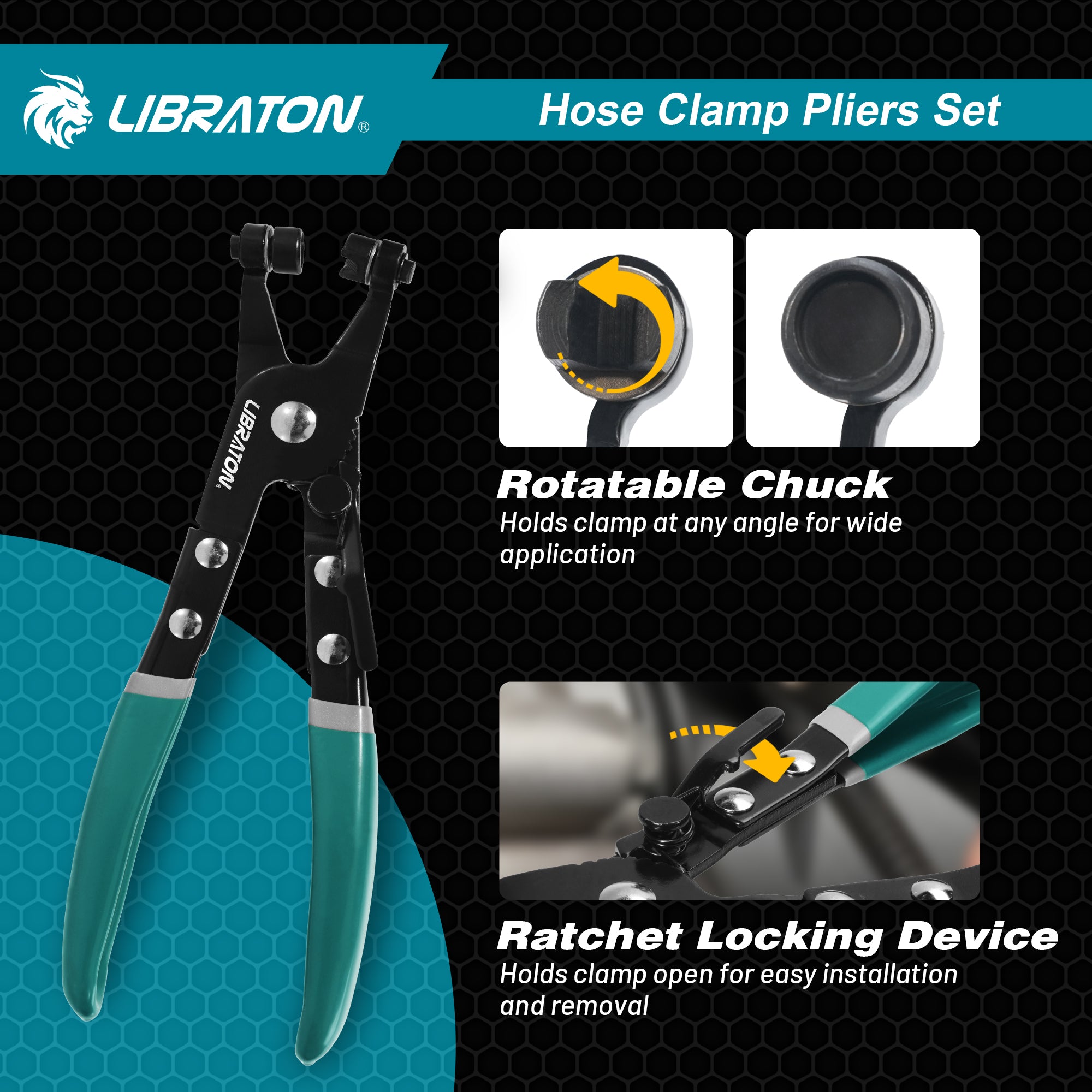 LIBRATON 2PCS Hose Clamp Pliers Set, Hose Clamp Tool, Hose Removal Pliers
