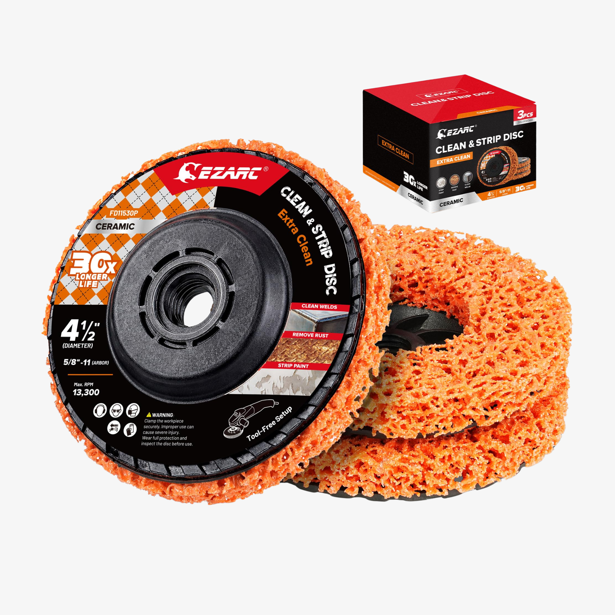 EZARC Stripping Discs 4-1/2" Paint & Rust Removal Wheels for Angle Grinder, Clean and Remove Coatings, Scaling, Welds and Oxidation