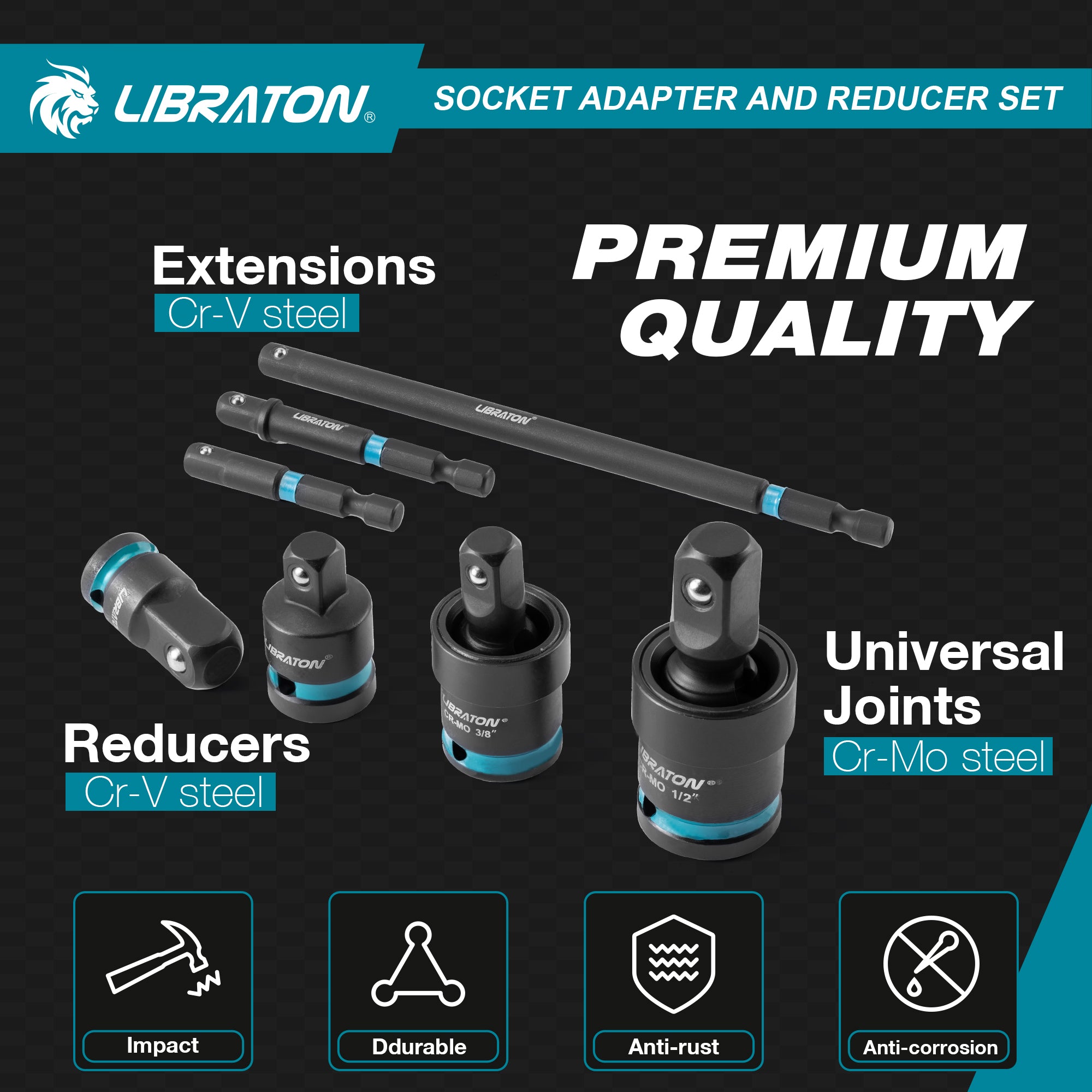 LIBRATON 20PCS Socket Adapter & Reducer Set