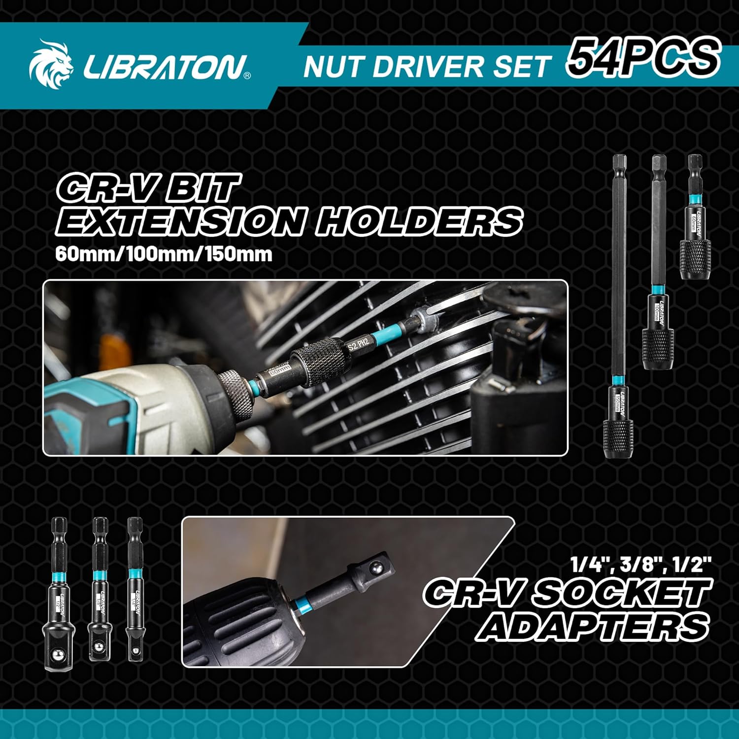 LIBRATON 54PCS Nut Driver Set – Magnetic + Bits