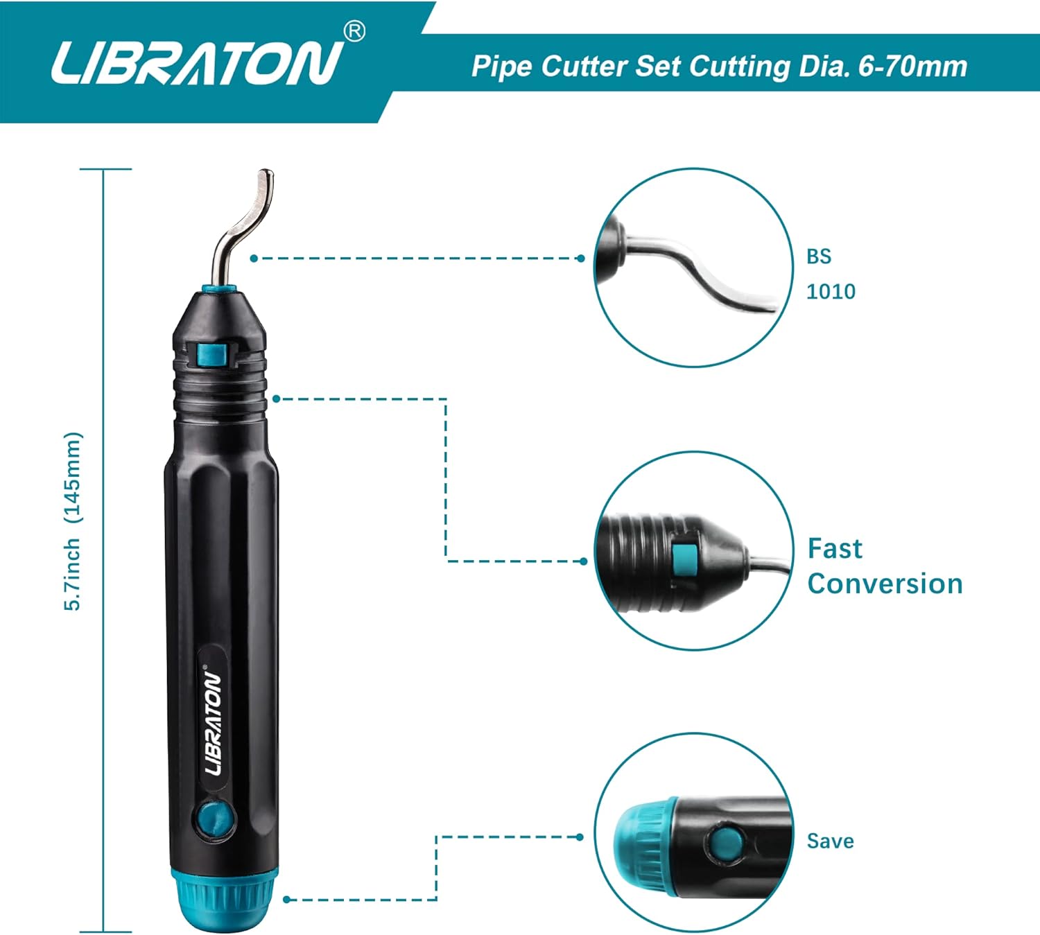 Libraton Copper Tube Cutter – 1/4"–2-3/4", Heavy-Duty, with Deburrer