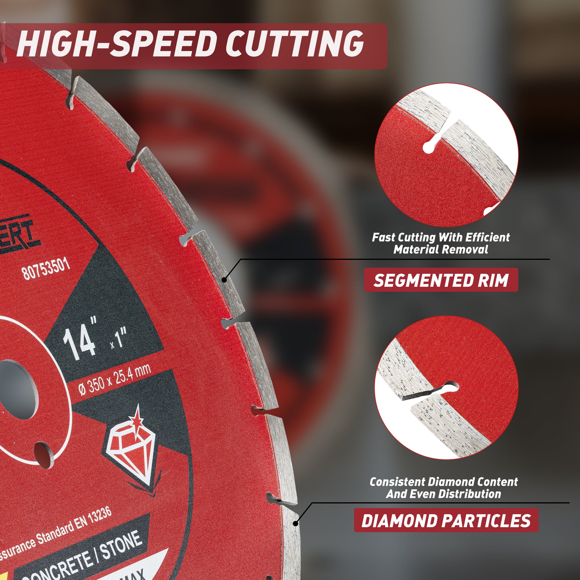 14 in. Segmented Diamond Blade For Concrete/Masonry/Block - EZARC Tools