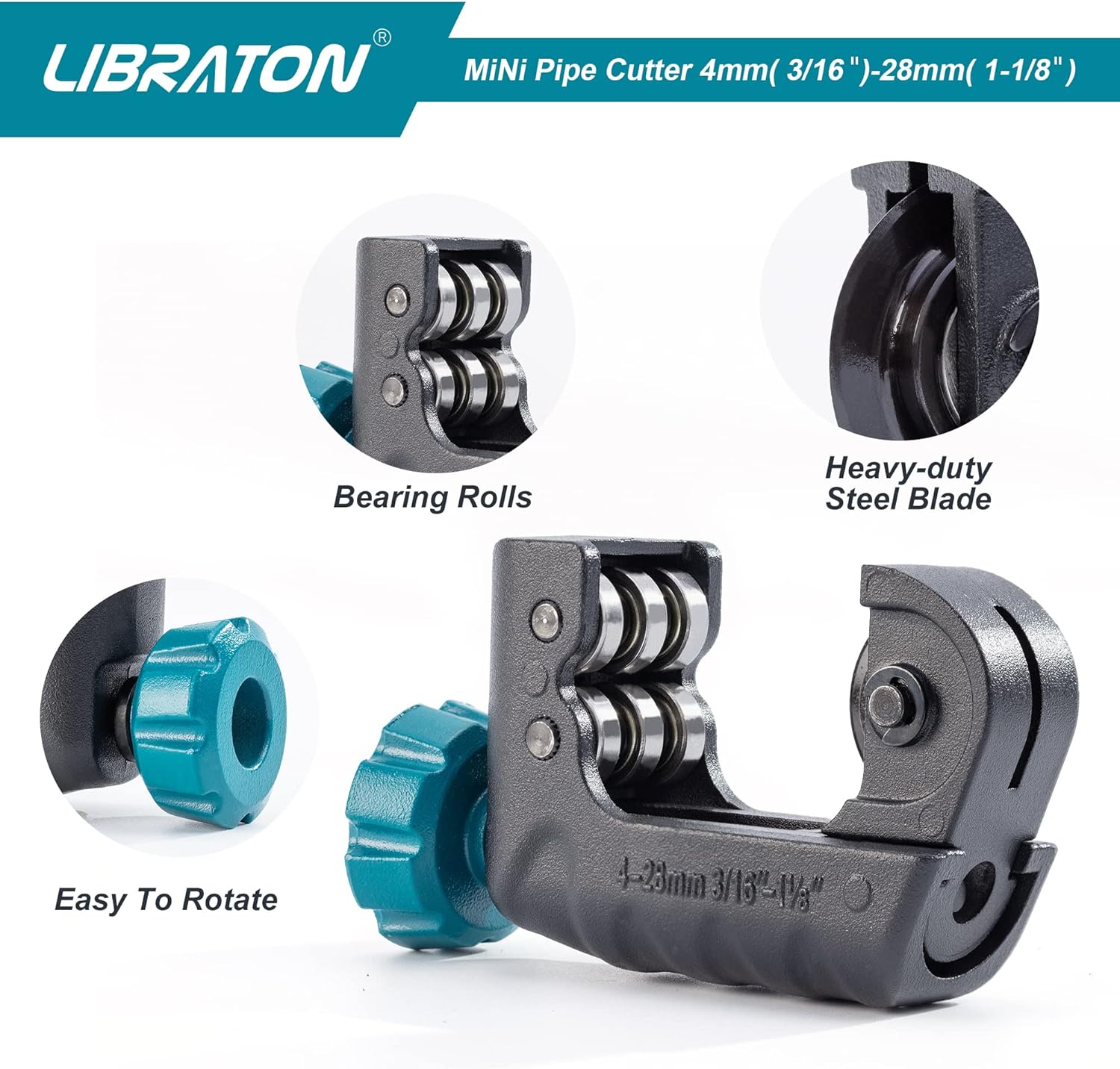 Libraton Mini Tubing Cutter 3/16"–1-1/8" with Deburrer