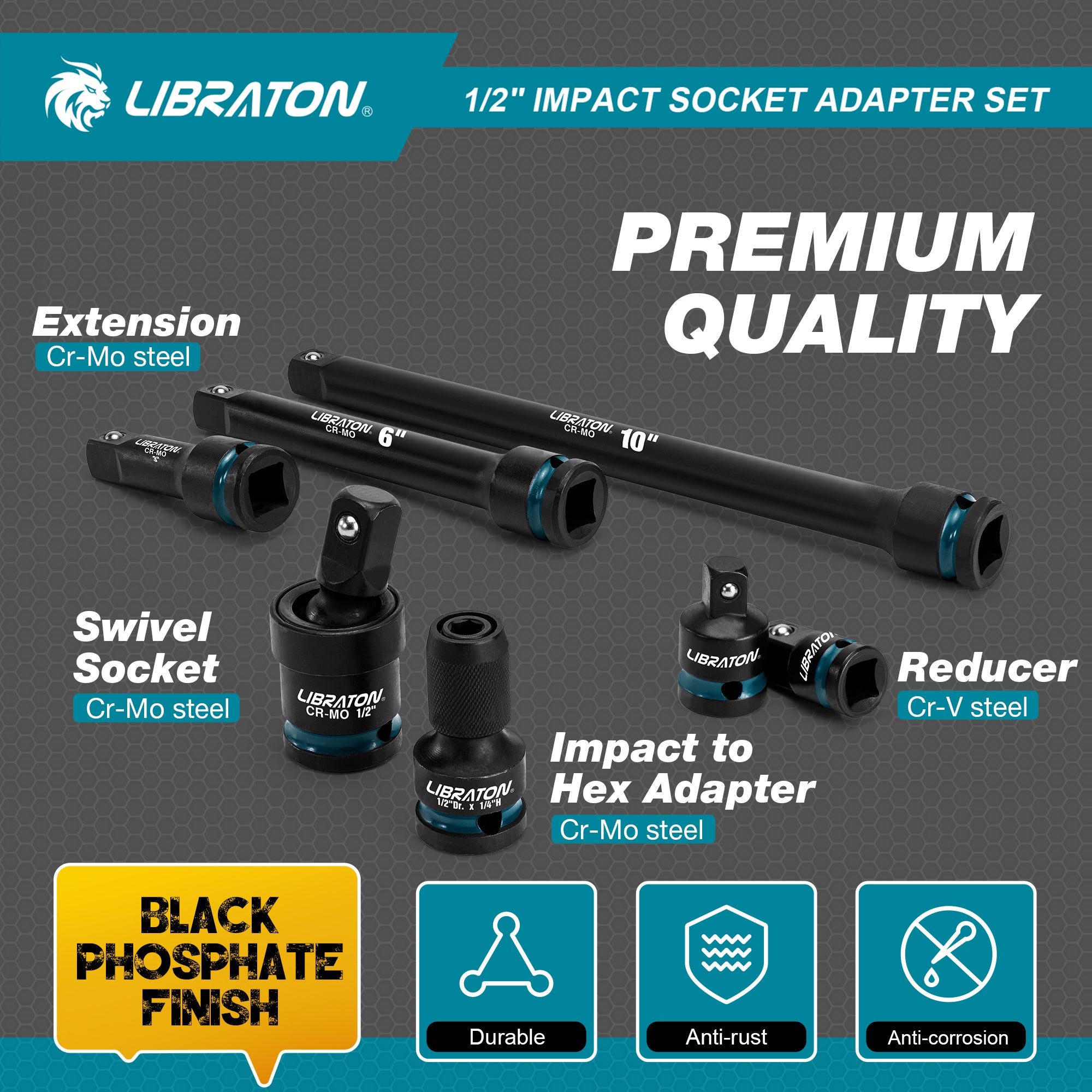 LIBRATON 7PCS Impact Socket Adapter Set