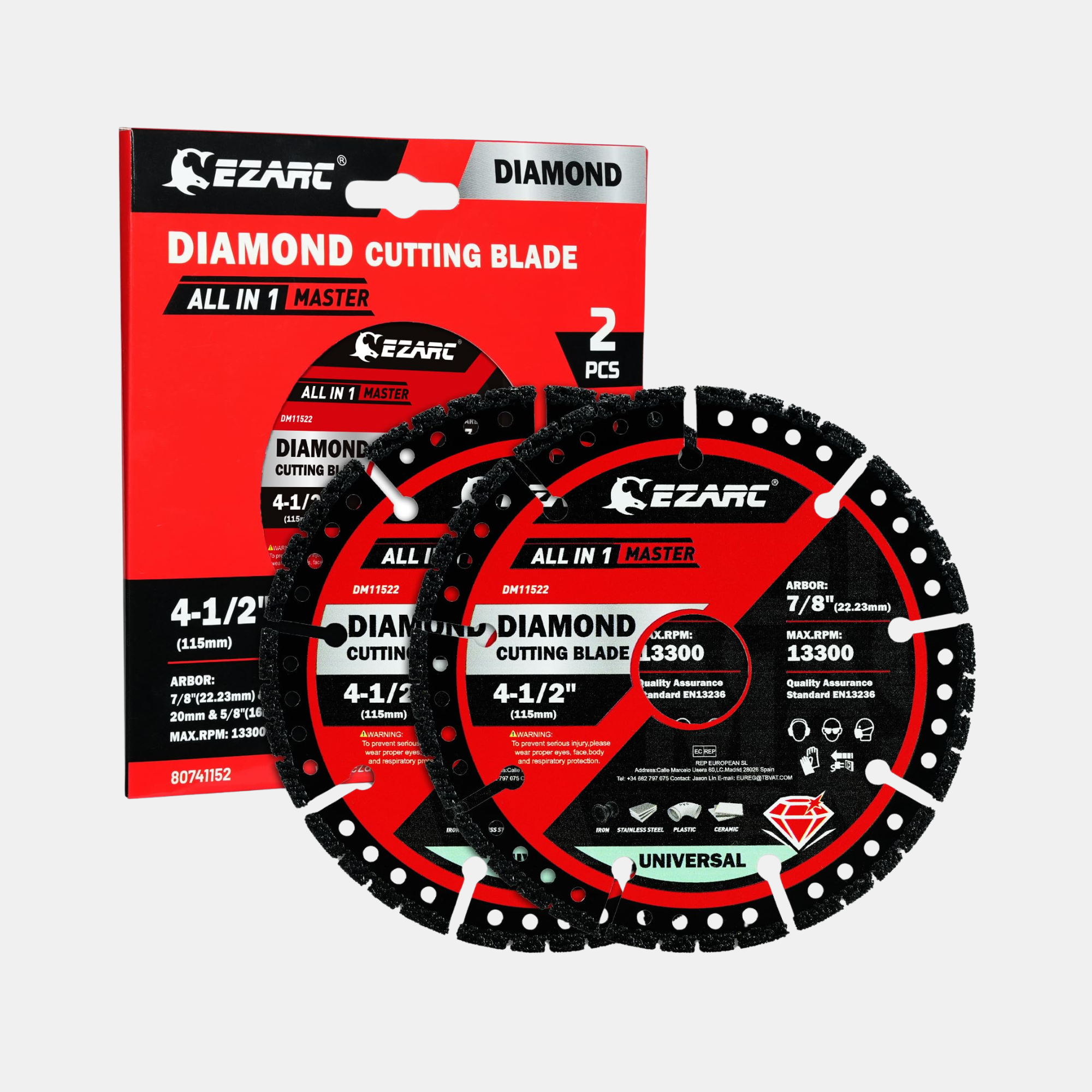 Multi-Purpose Diamond Saw Blades 2 Pack, Indestructible diamond cutting wheel for metal, tile, concrete