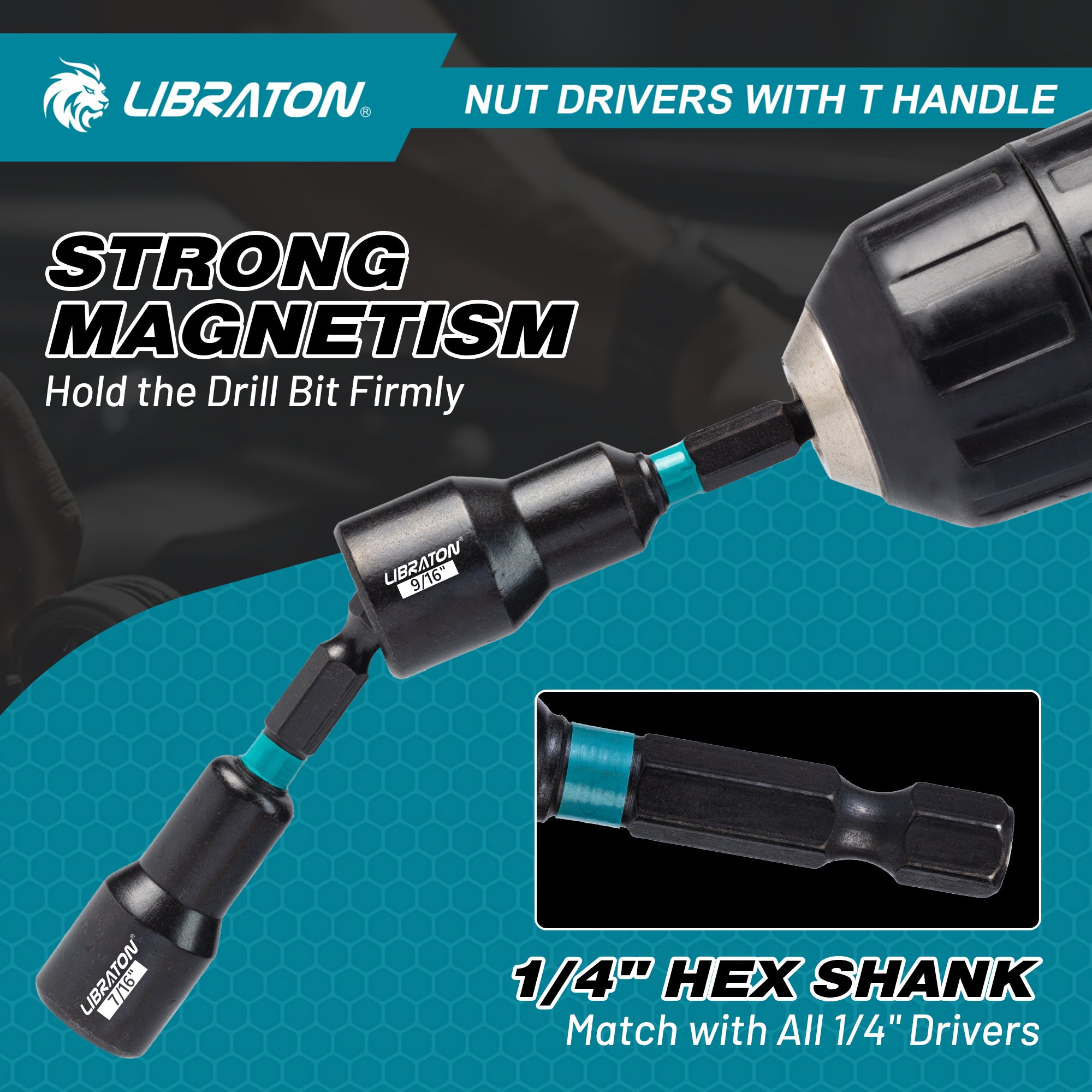 LIBRATON 27-Piece Magnetic Nut Driver Kit – SAE & Metric, Ratcheting T-Handle, Impact-Ready