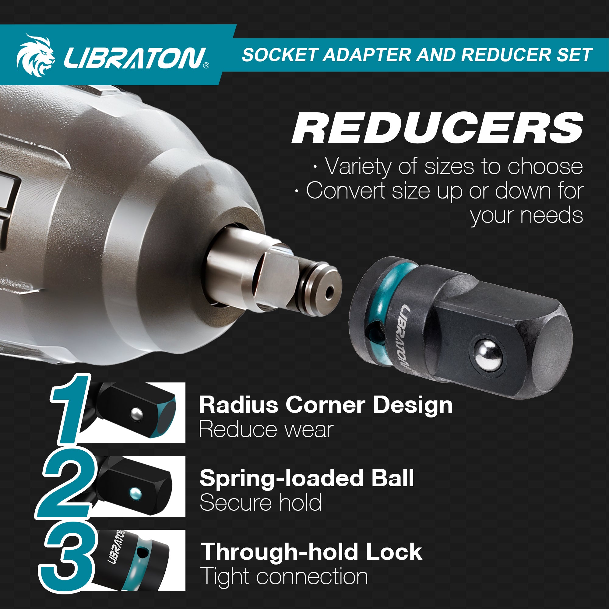 LIBRATON 20PCS Socket Adapter & Reducer Set