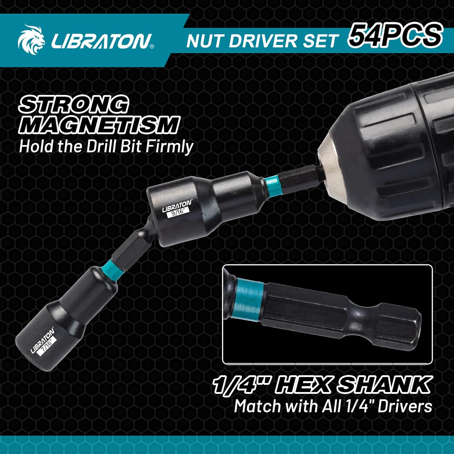 LIBRATON 54PCS Nut Driver Set – Magnetic + Bits