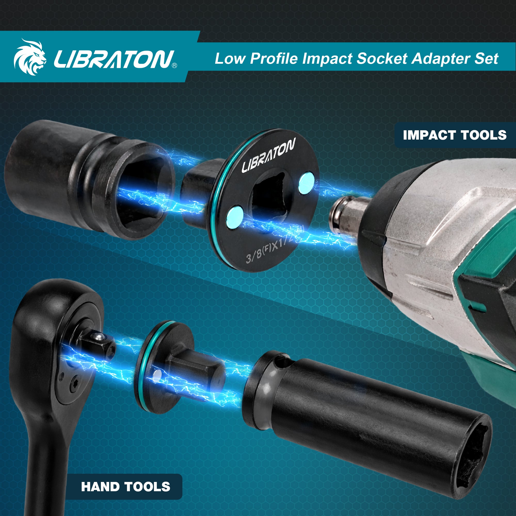 Libraton 4PCS Low Profile Impact Socket Adapter Set, Magnetic Drive Converter