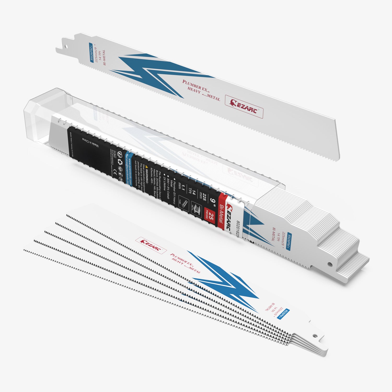 14TPI,6/9/12 in. Bi-Metal Reciprocating Saw Blade For Heavy Metal Cutting - EZARC Tools