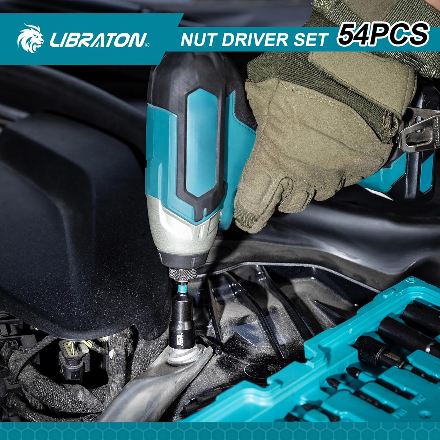 LIBRATON 54PCS Nut Driver Set – Magnetic + Bits