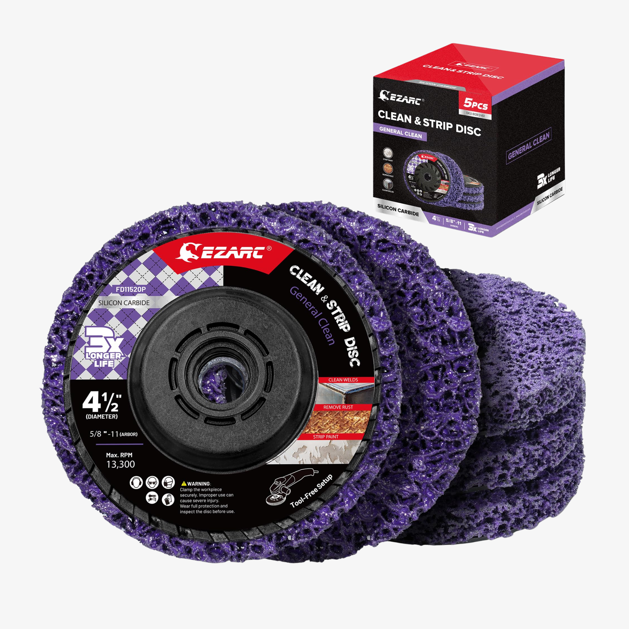 EZARC Stripping Discs 4-1/2" Paint & Rust Removal Wheels for Angle Grinder, Clean and Remove Coatings, Scaling, Welds and Oxidation