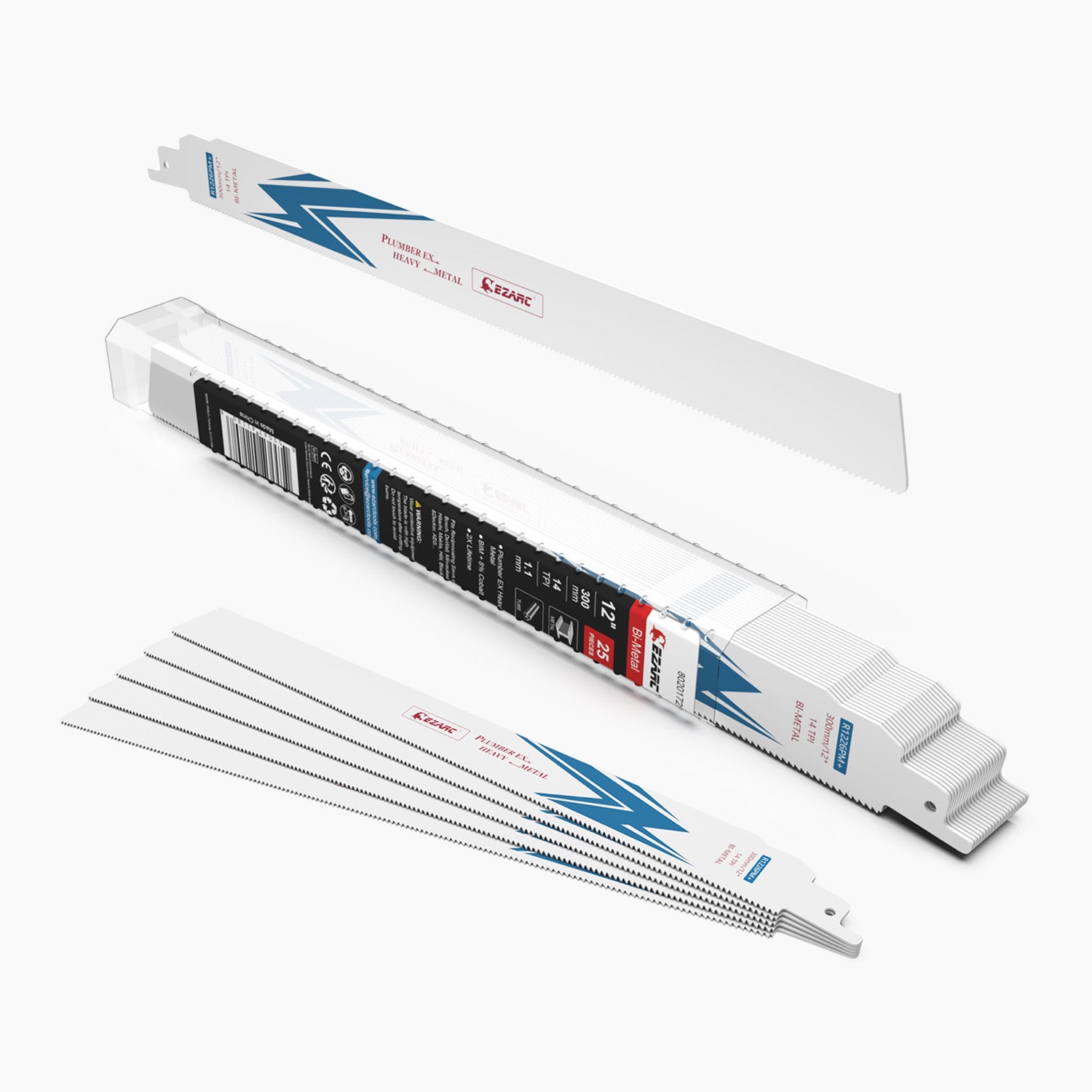 14TPI,6/9/12 in. Bi-Metal Reciprocating Saw Blade For Heavy Metal Cutting - EZARC Tools