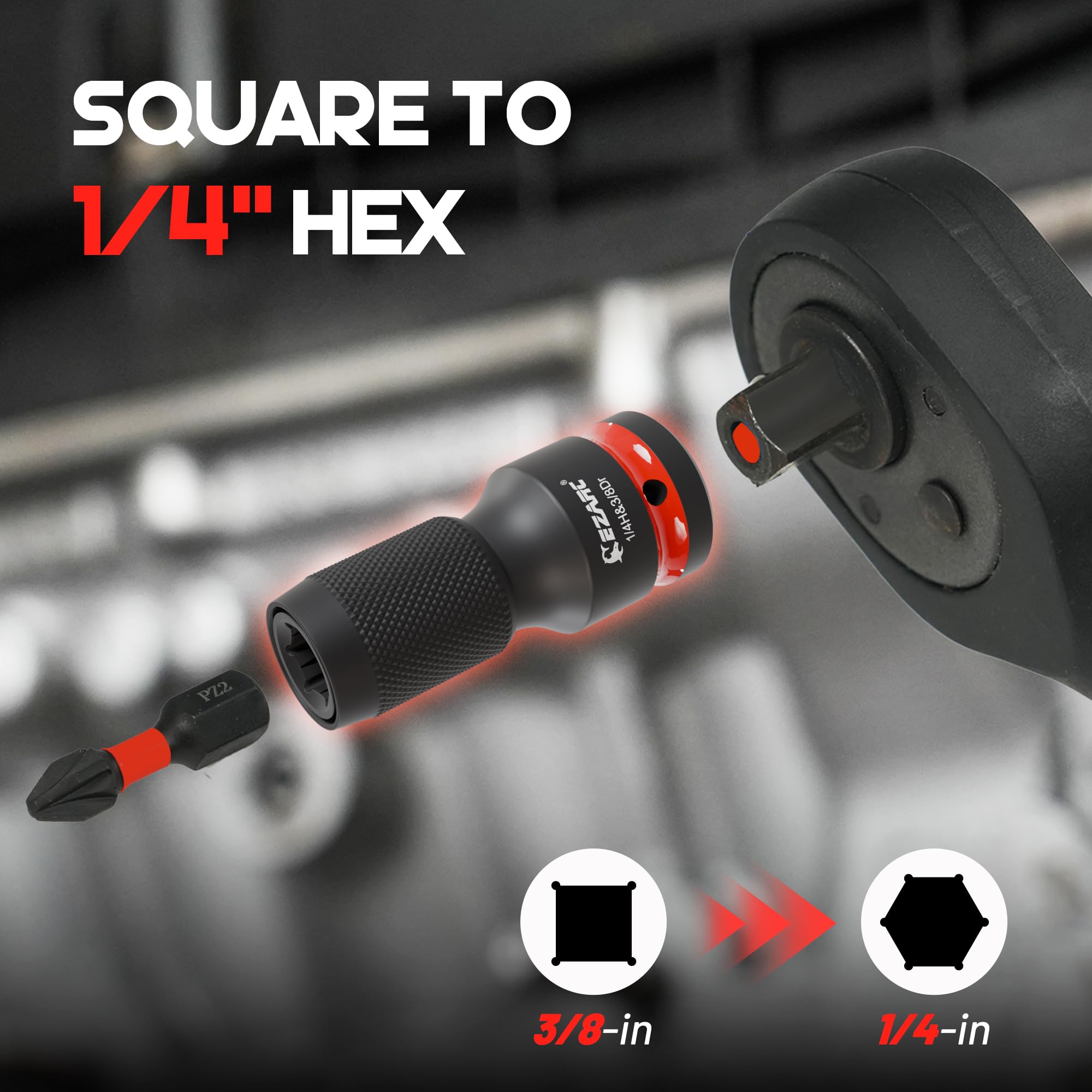 21PCS Impact Socket Adapter Set, CR-MO Swivel Sockets, CR-V Reducers & Hex Extension Bits, 1/4" 3/8" 1/2" Drive