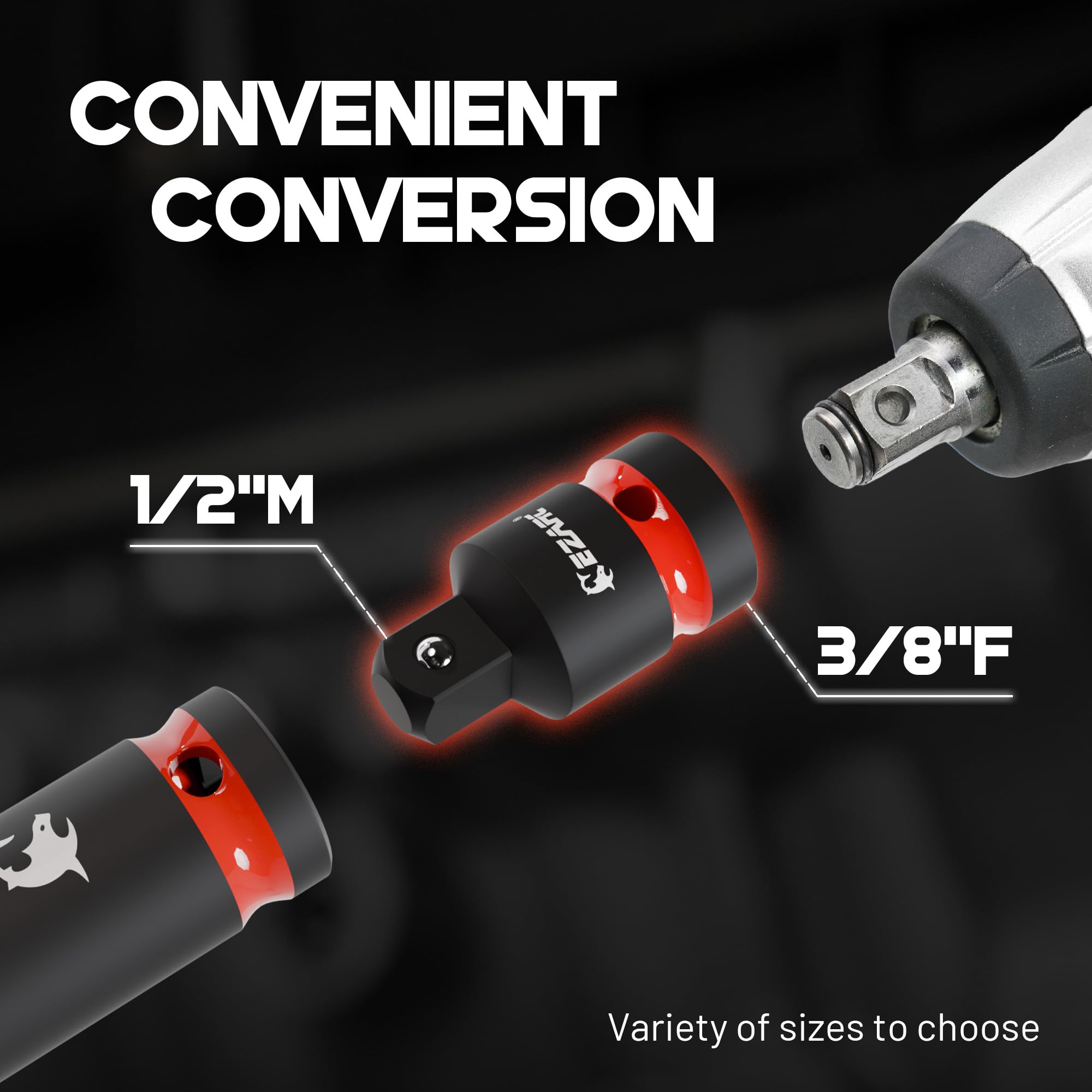 21PCS Impact Socket Adapter Set, CR-MO Swivel Sockets, CR-V Reducers & Hex Extension Bits, 1/4" 3/8" 1/2" Drive