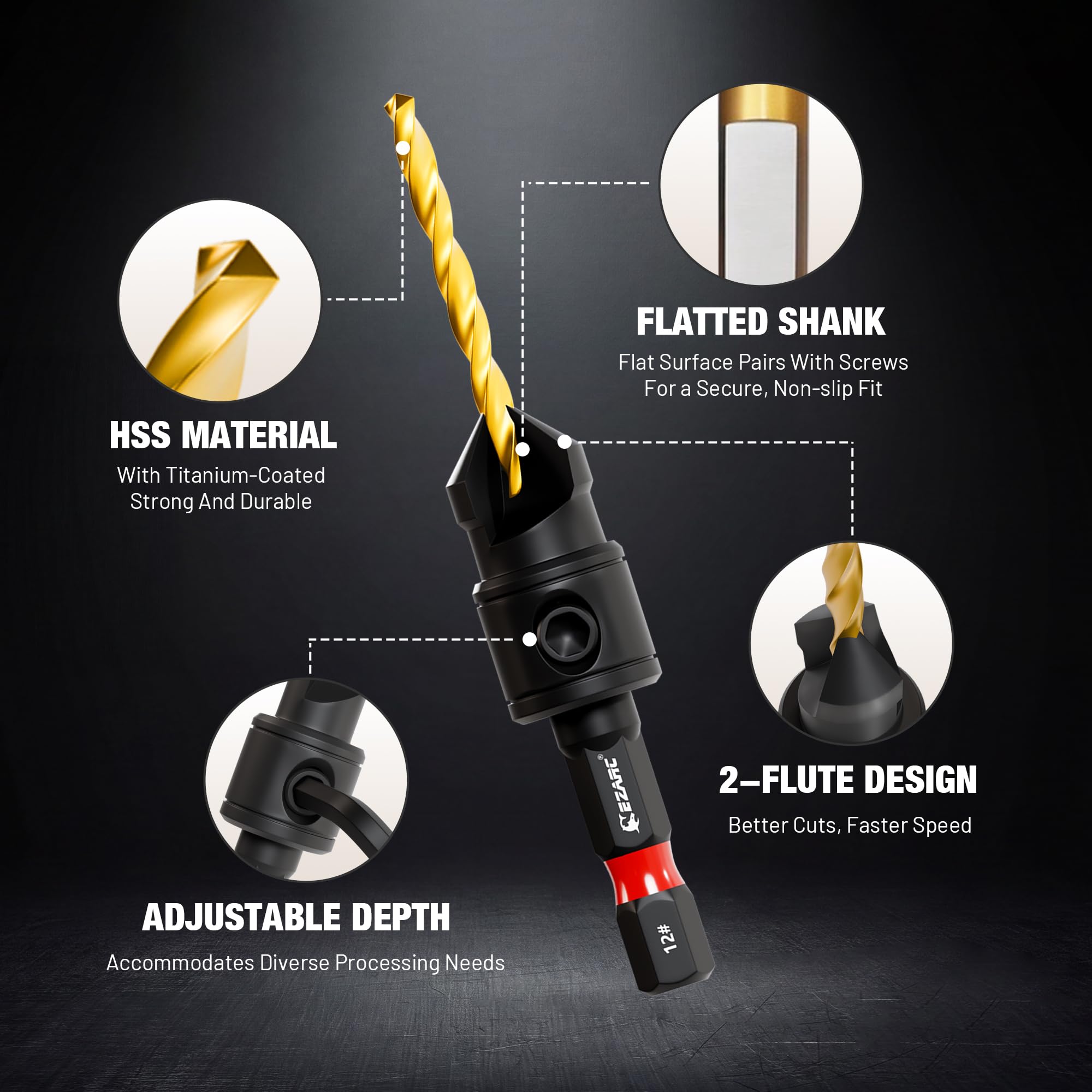 25PCS Countersink Drill Bit Set with Self Centering Drill Bits