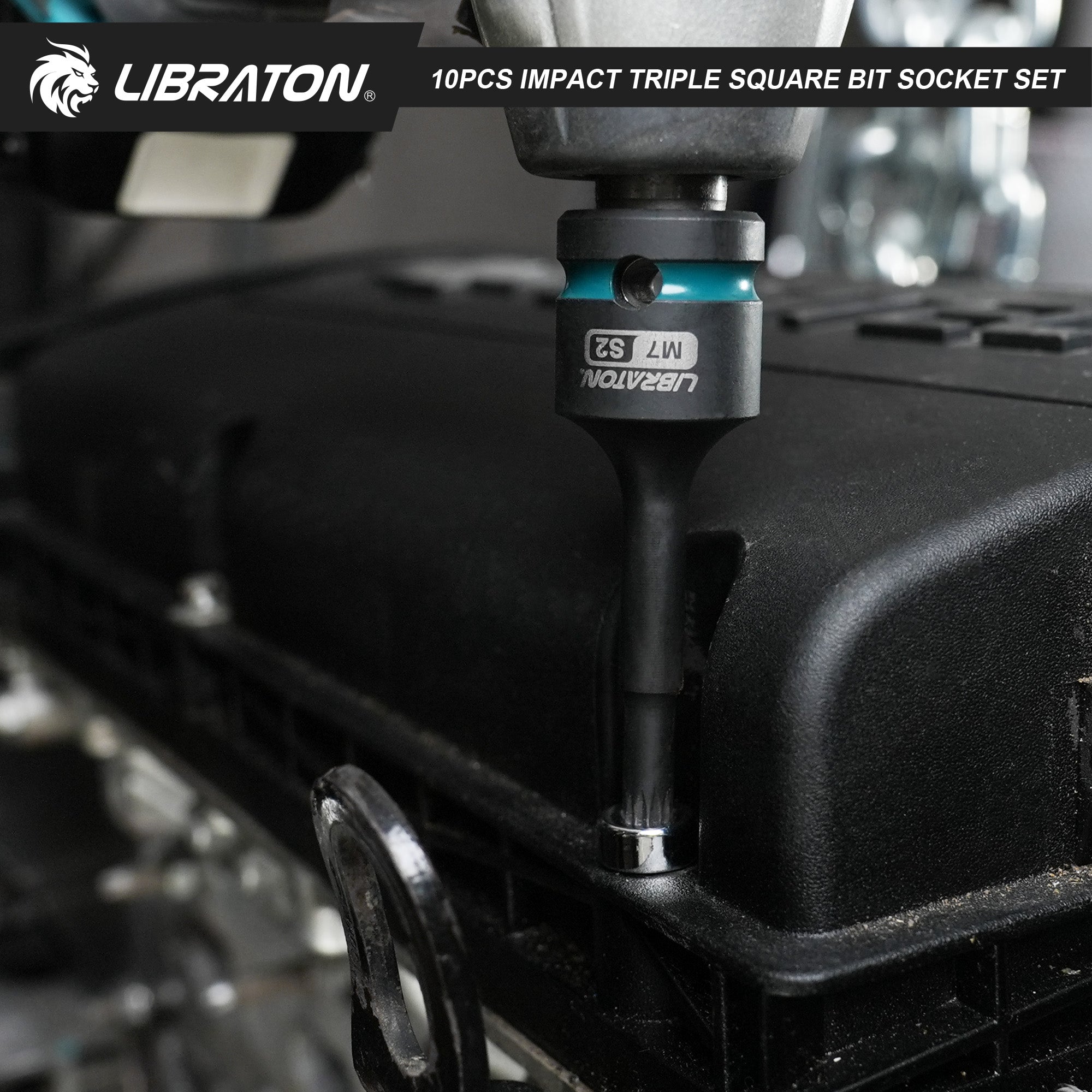Libraton 10PCS 1/2" Drive Impact XZN Triple Square Bit Socket Set, S2 Steel
