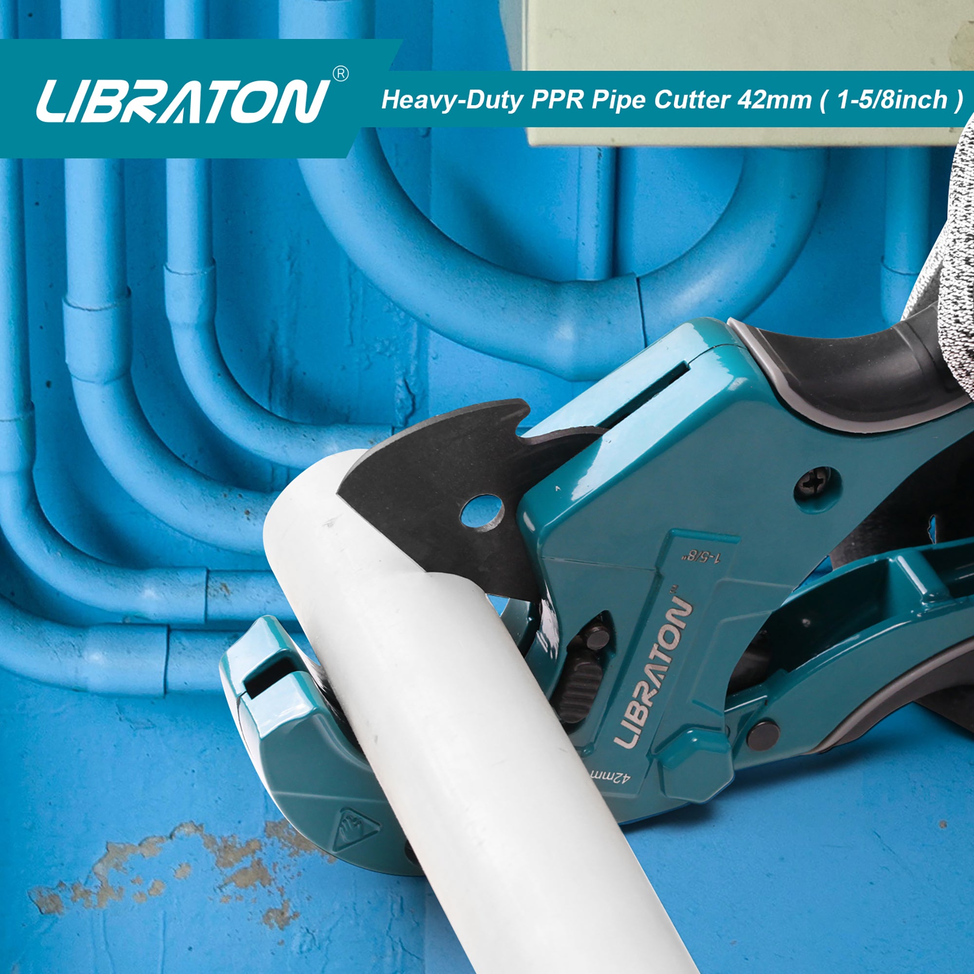 Libraton PVC Cutter – 1-5/8", Ratchet Action, 3 Spare Blades