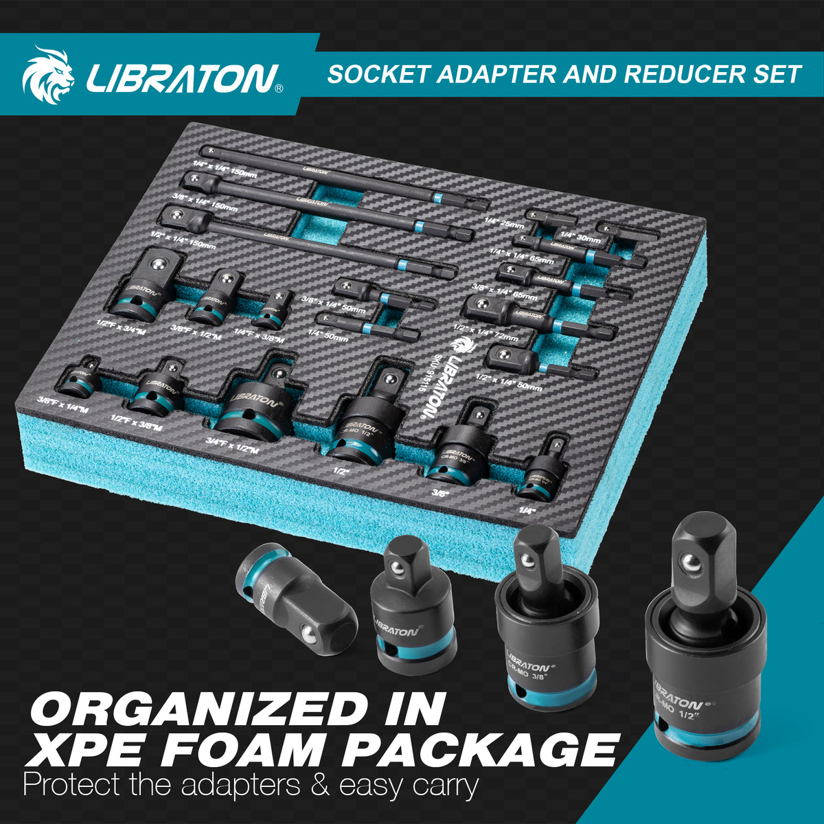 LIBRATON 20PCS Socket Adapter & Reducer Set