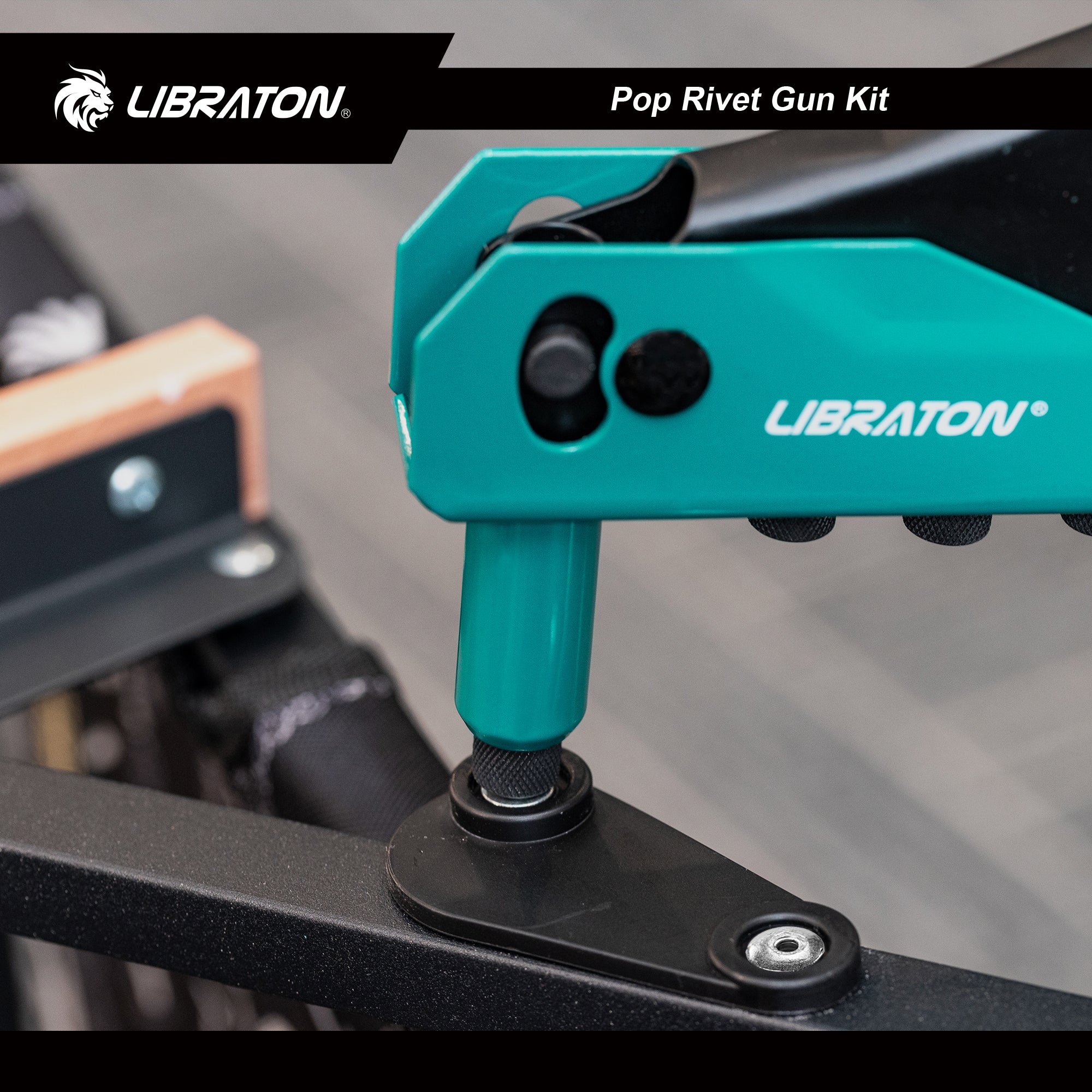 LIBRATON Rivet Gun Set, Pop Rivet Gun, Heavy Duty Rivet Tool, Professional Hand Riveter, Manual Riveting Tool with 120 Blind Rivets, 4 HSS Drill Bits, 4 Tool-free Interchangeable Heads