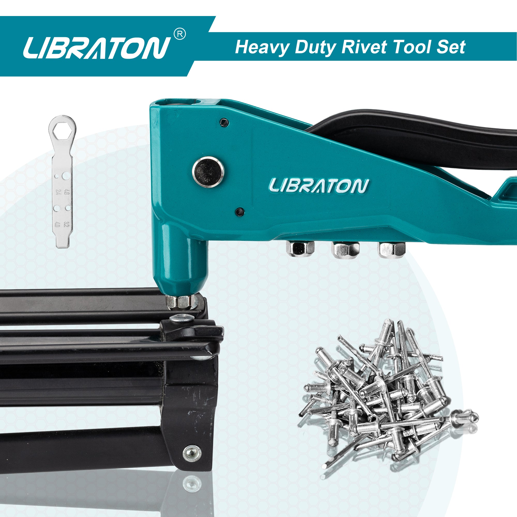 LIBRATON Heavy Duty Rivet Gun, Pop Rivet Gun Set, Professional Hand Riveter