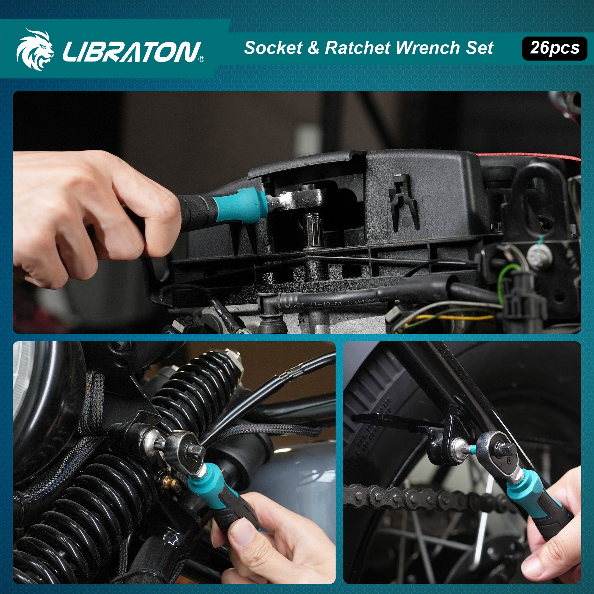 Libraton 26PCS 1/4" Drive Mini Socket & Ratchet Wrench Set with Bits