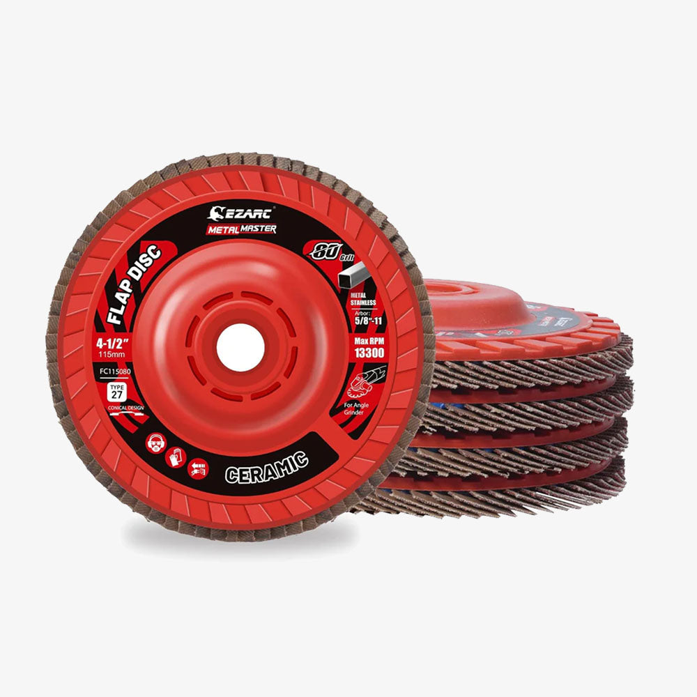 4-1/2 In. Ceramic Grain Flap Sanding Disc For Stainless Steel, Sheet Metal - EZARC Tools