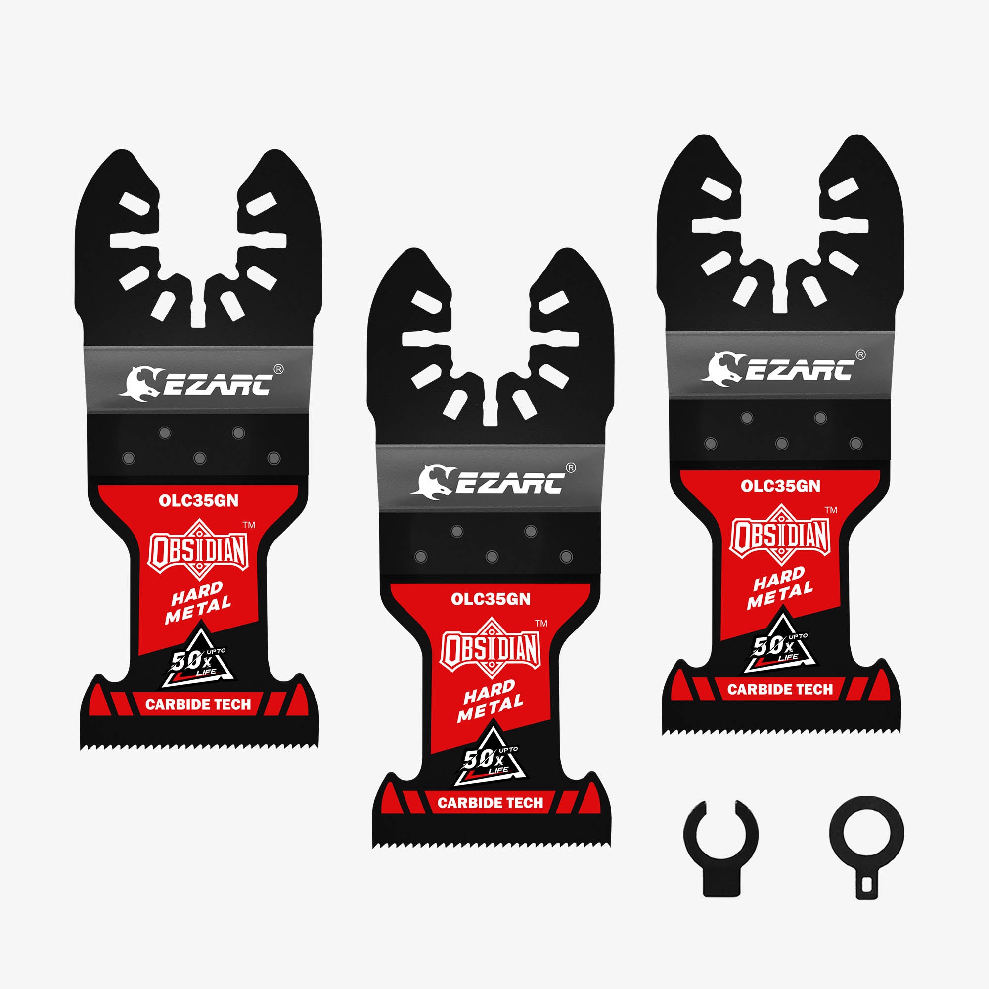 EZARC Oscillerende multitool messen titanium, 2 stuks semi-cirkel verzonken oscillerende zaagbladen voor hout metalen nagels schroeven snijden, universele Quick Release oscillerende tool messen kits EZARC Oscillerende multitool messen titanium, 2 stuks semi-cirkel verzonken oscillerende zaagbladen voor hout metalen nagels schroeven snijden, universele Quick Release oscillerende tool messen kits