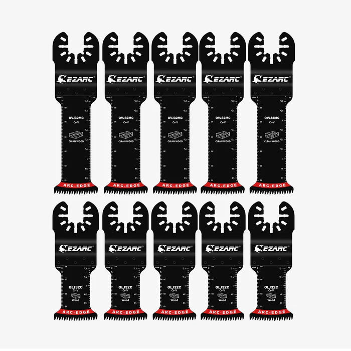 Extra-Long Reach Arc Edge Oscillating Multitool Blades For General Purpose,Bi-Metal & Japanese Teeth(10pcs) - EZARC Tools