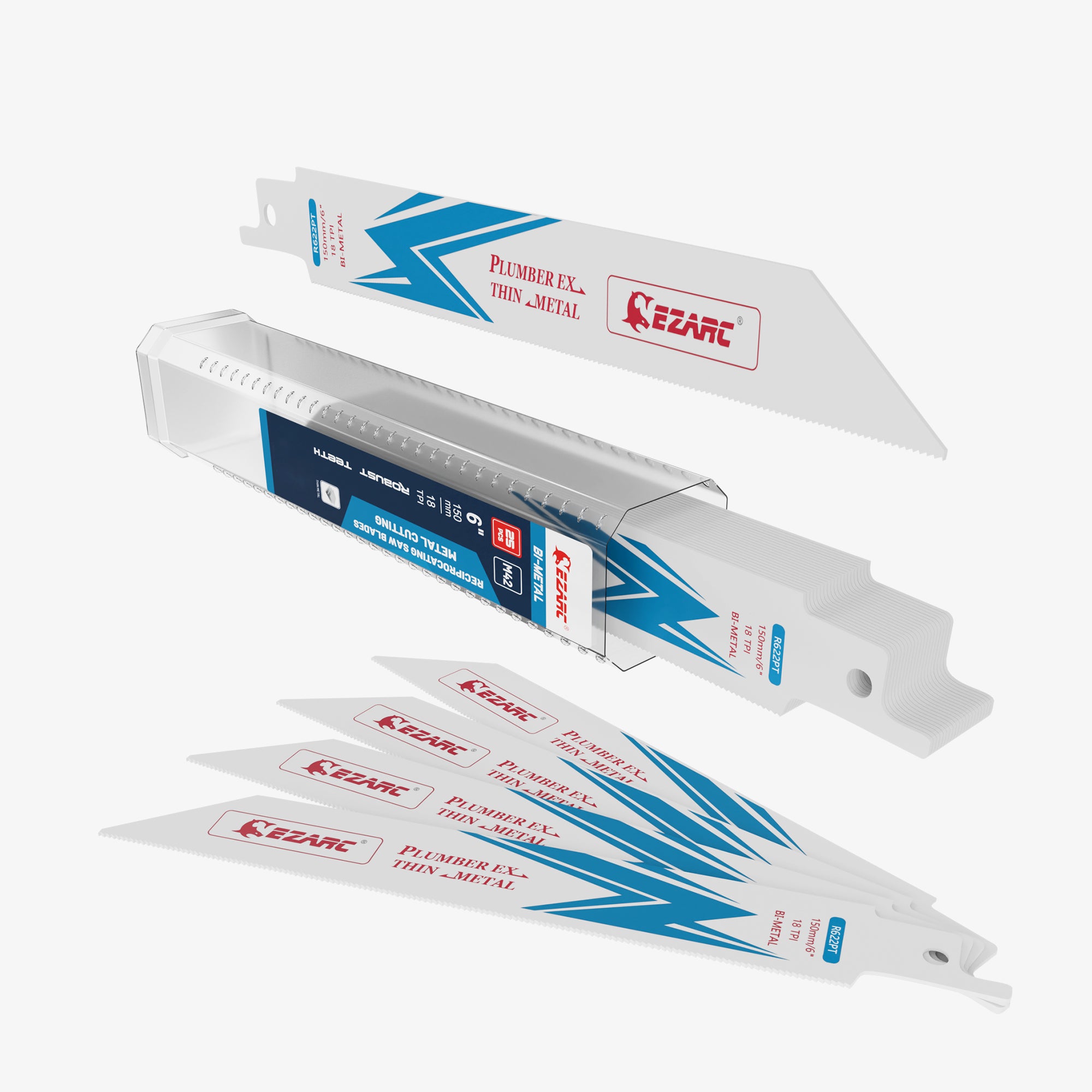18TPI,6/9 in. Bi-Metal Reciprocating Saw Blade For Thin Metal Cutting - EZARC Tools