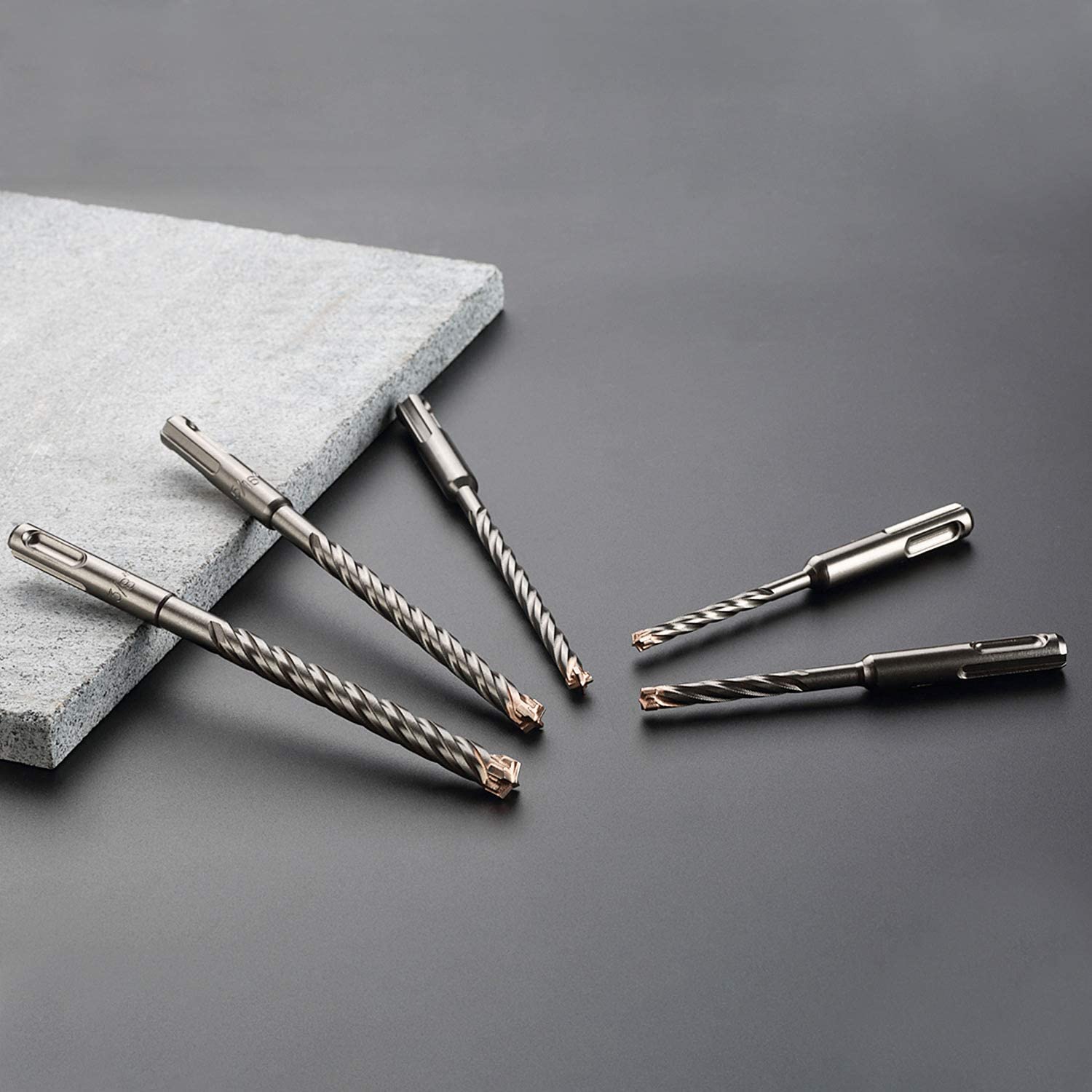 SDS-Plus Hammer Drill Bit for Reinforced Concrete/Masonry/Marble,4-Cutter Carbide Tips - EZARC Tools