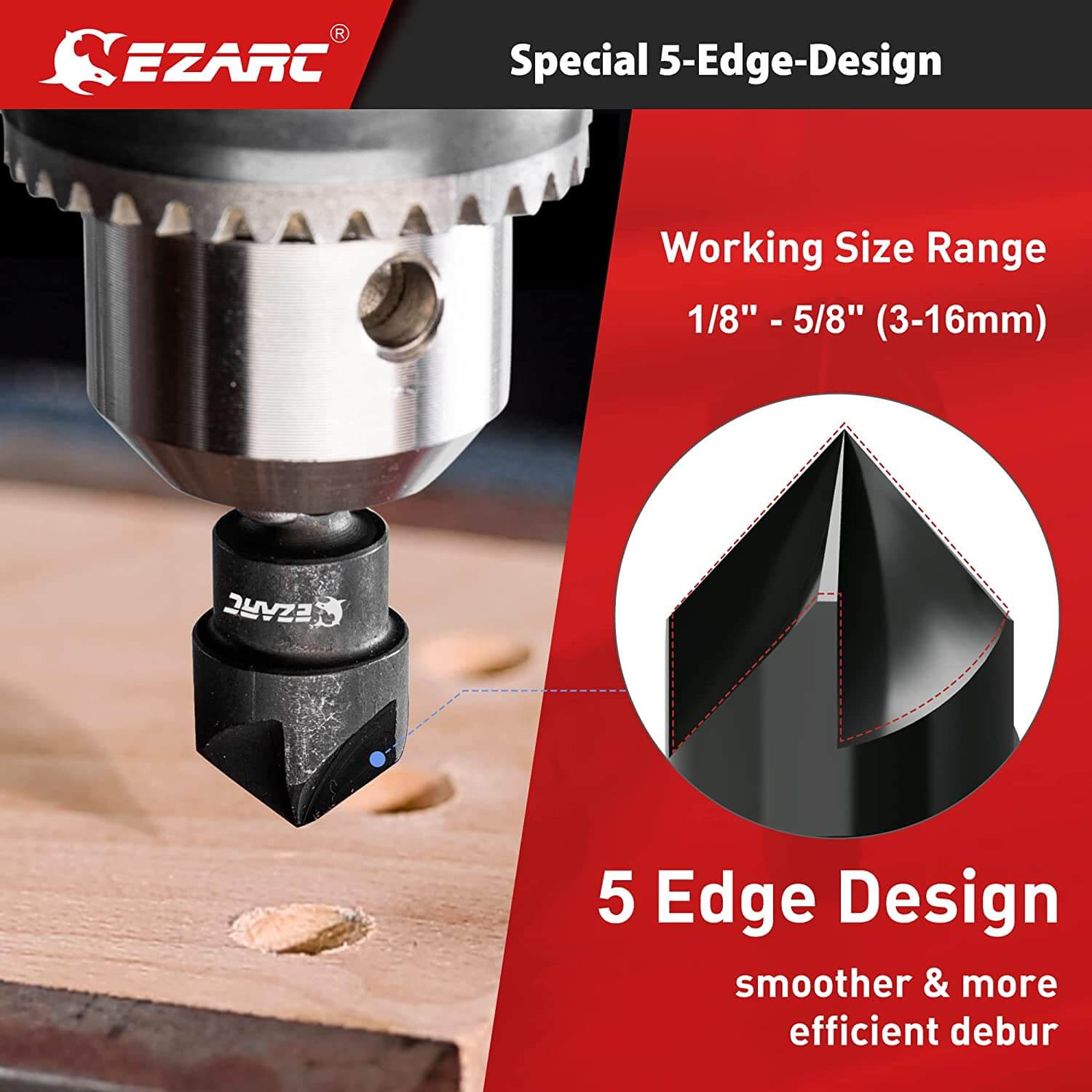 External Rotary Deburring Chamfer & Internal Countersink Chamfer Tool with 1/4" Hex Shank