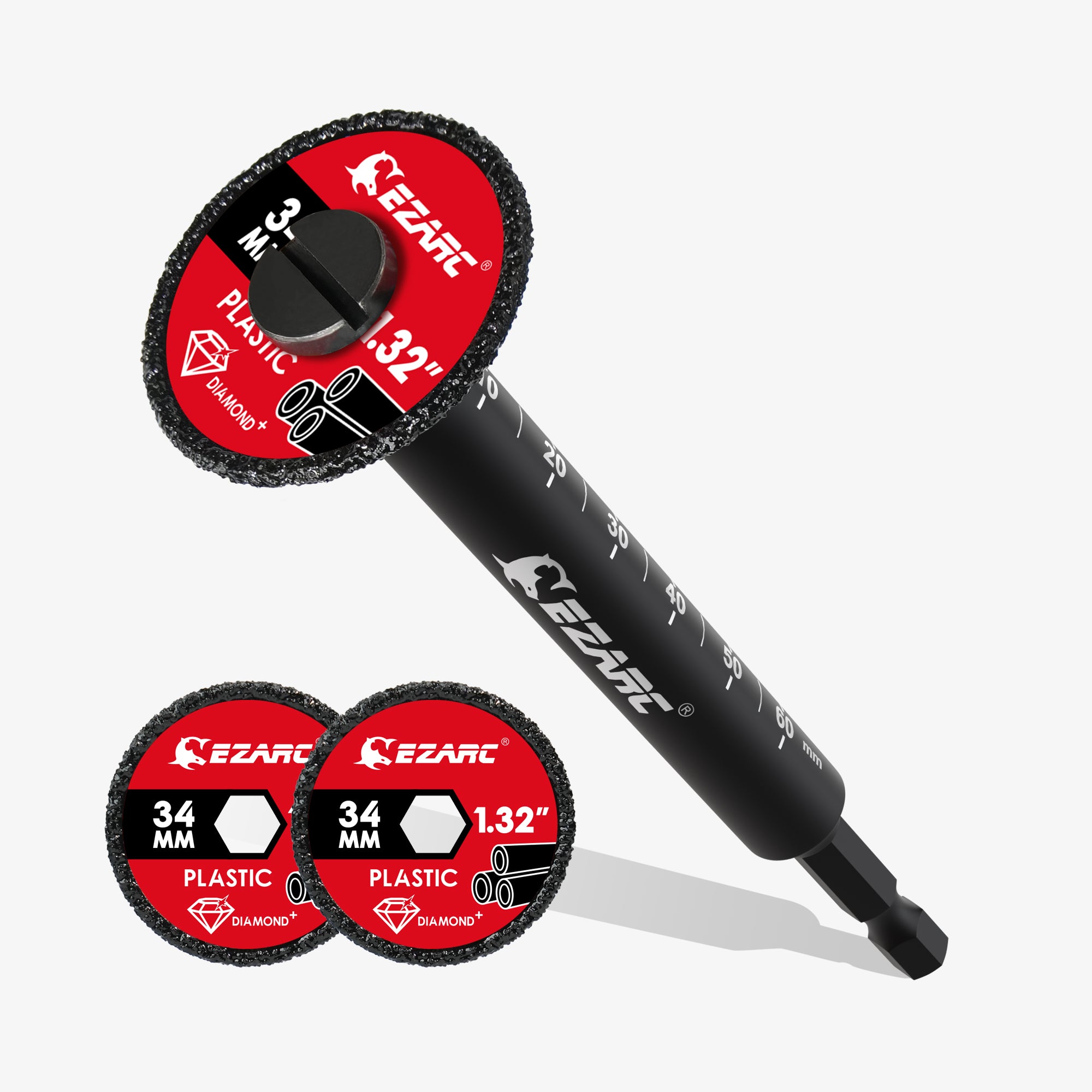 EZARC Inside Pipe Cutter for PVC Pipe, Pipe Cutter with Replaceable Diamond Grit Blades, 2-1/2" Cutting Depth 1/4" Hex Shank, 1.32" Diameter Plumbing Tools for PVC, PPR & Plumbing Pipes, 2 Pack