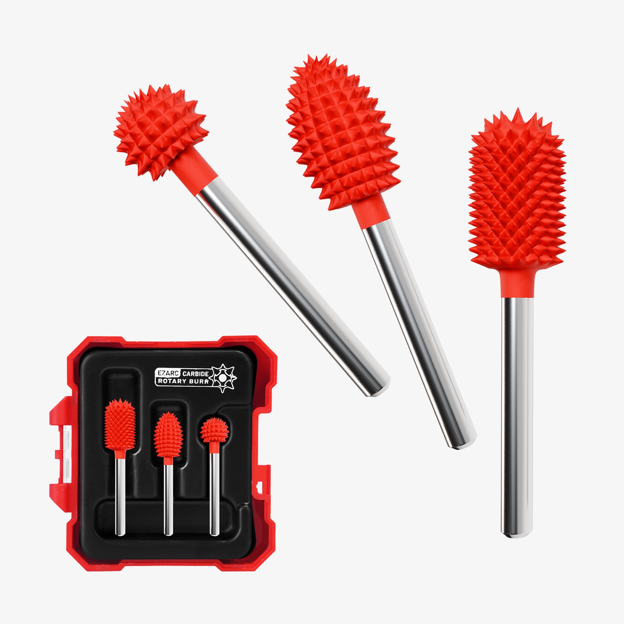 Extra-Coarse Tungsten Carbide Rotary Burr Set with Case For Wood Carving and Fast Material Removal - EZARC Tools