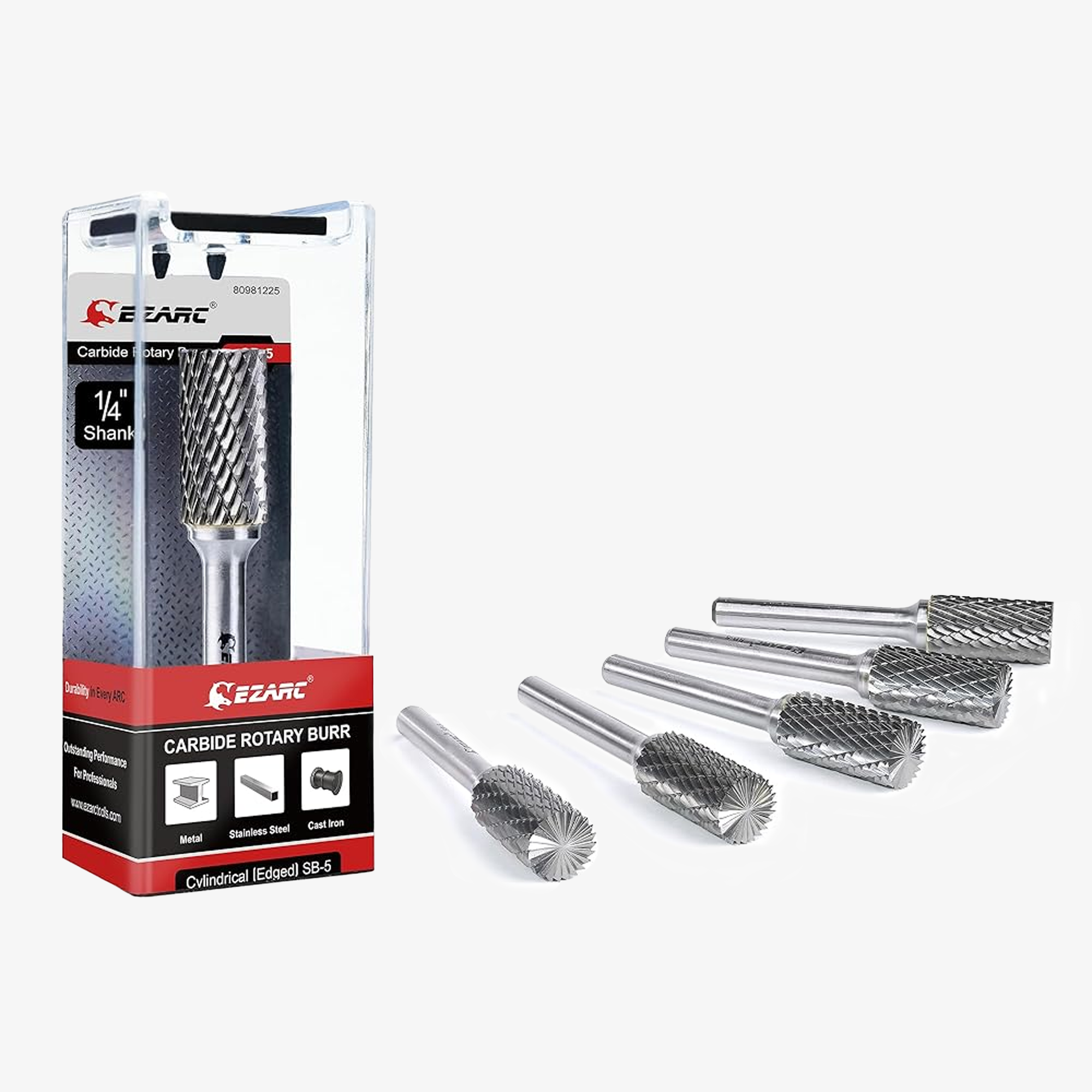 1/4" Shank Tungsten Carbide Rotary Burr Bit, Double Cut Carbide Burr Die Grinder Cutting Burrs Bit for Metal Working - EZARC Tools