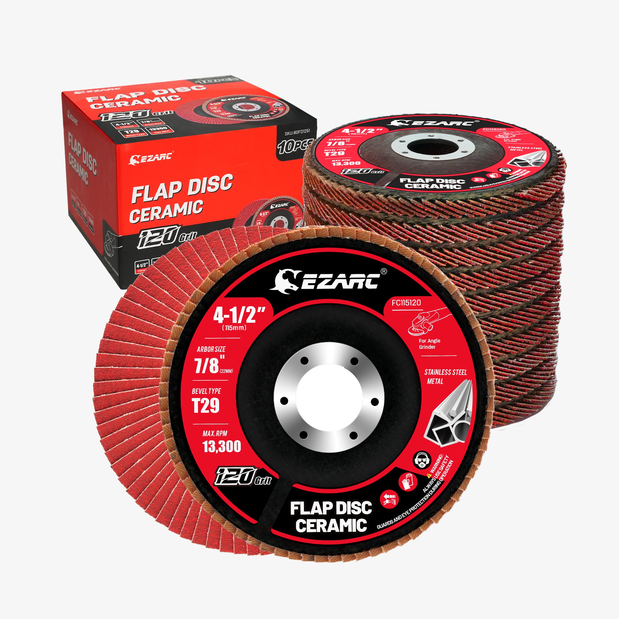 4-1/2 In. Ceramic Flap Discs for Stainless Steel,Sheet Metal